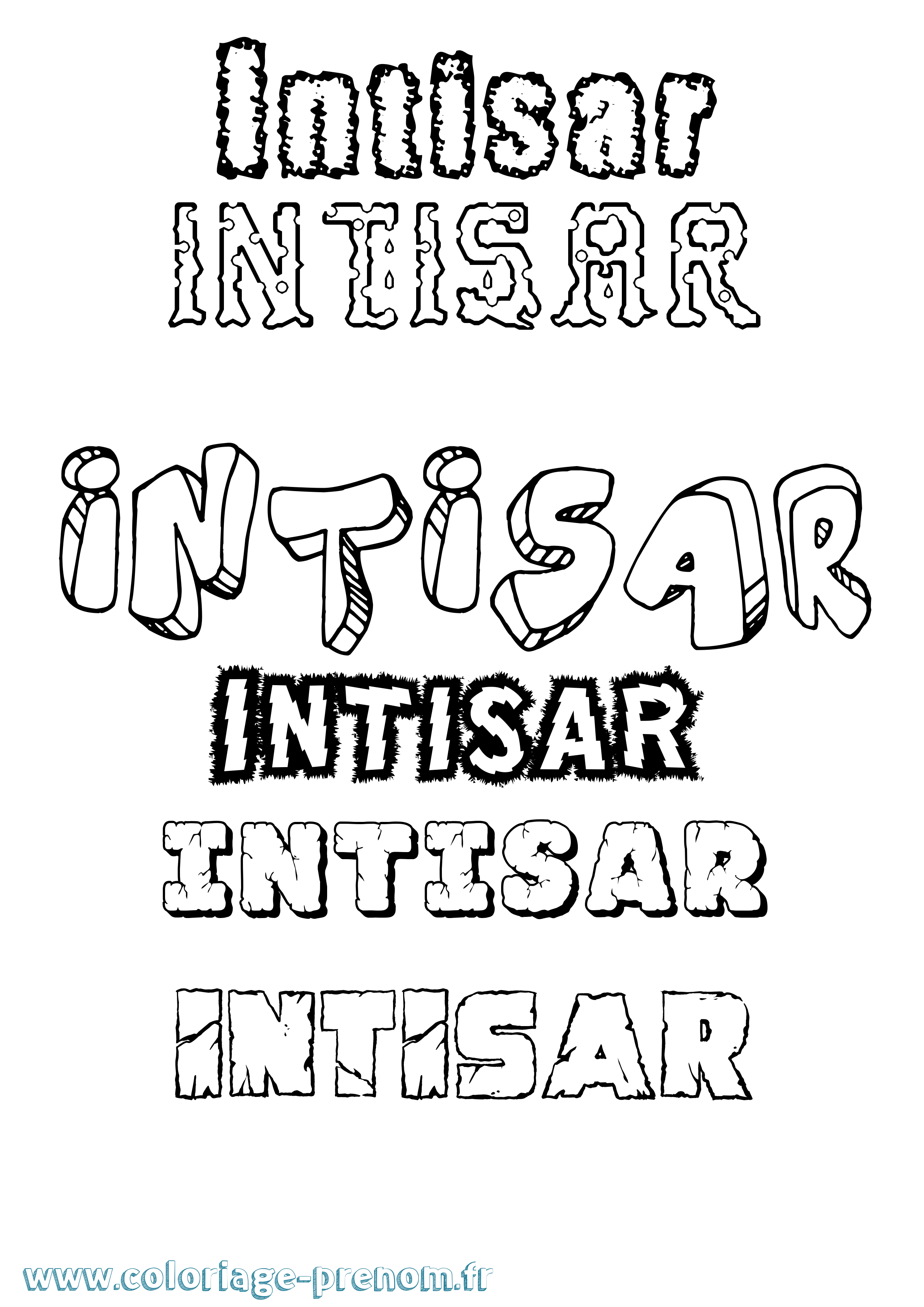 Coloriage Intisar Destructuré Coloriage prénom Intisar Destructuré