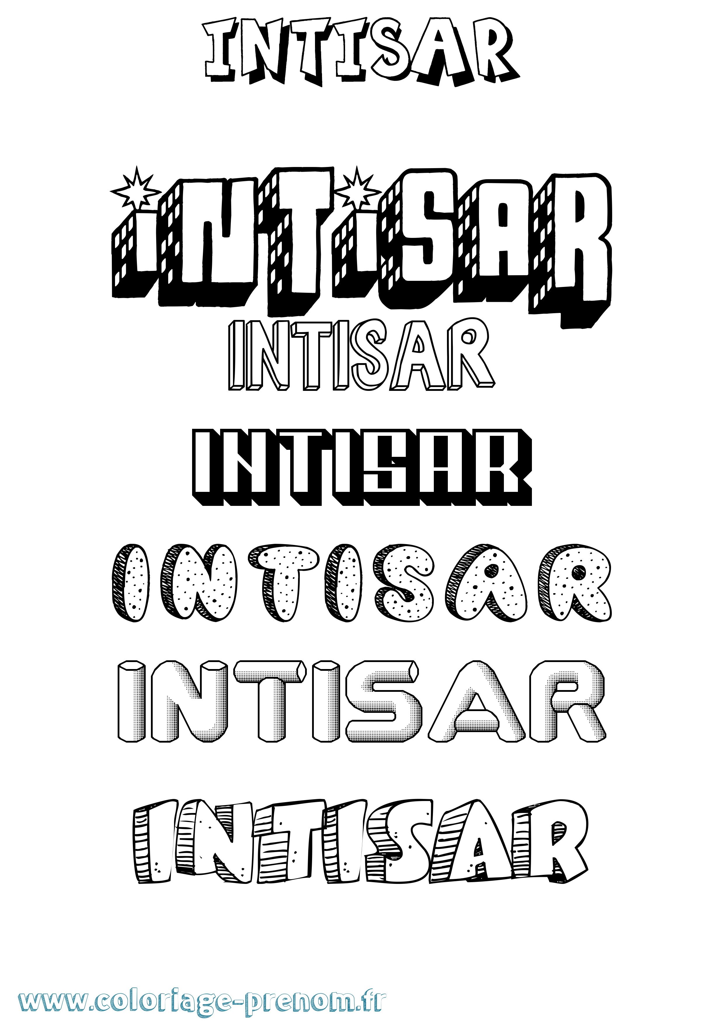 Coloriage Intisar Effet 3D Coloriage prénom Intisar Effet 3D