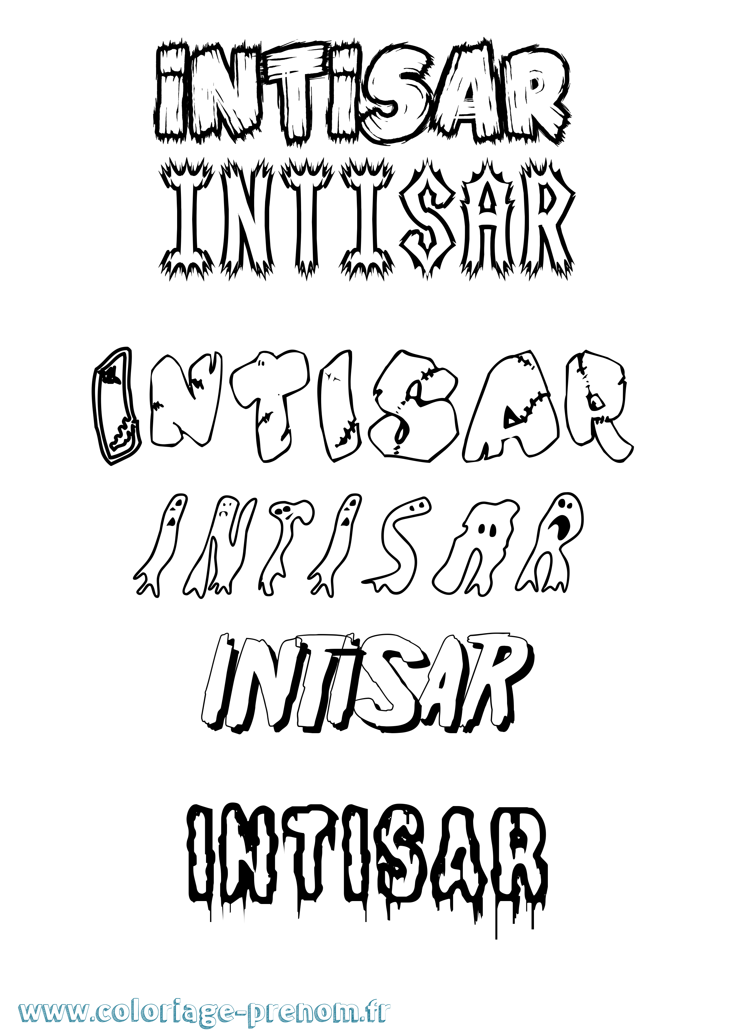 Coloriage Intisar Frisson Coloriage prénom Intisar Frisson