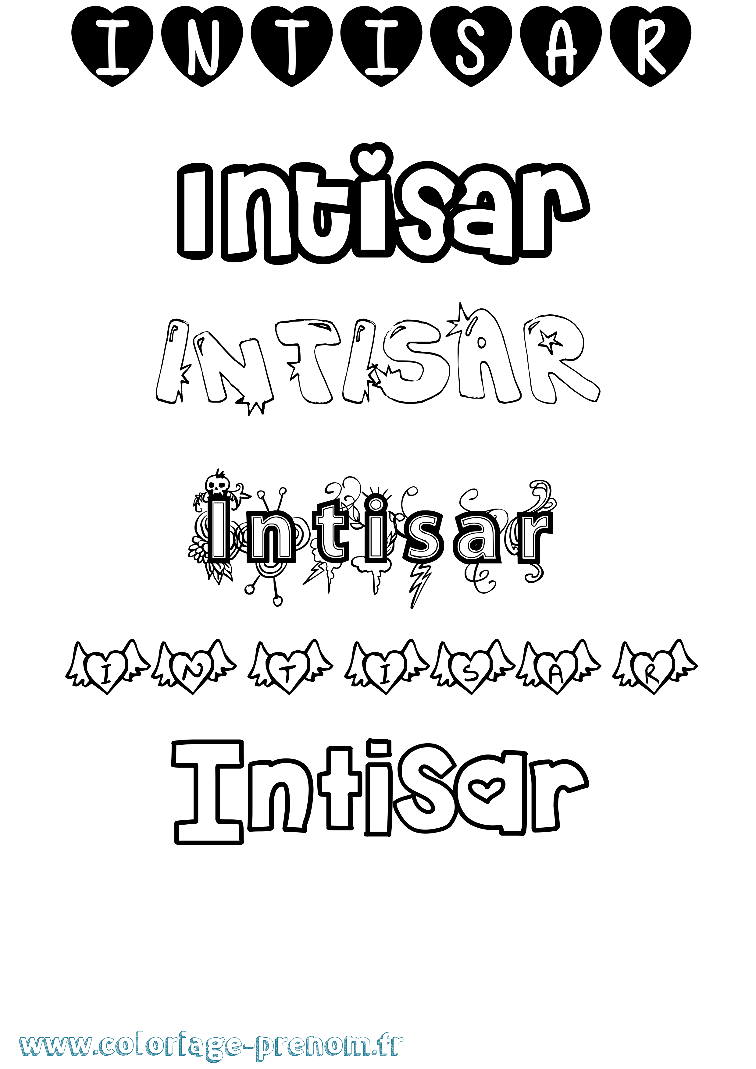 Coloriage Intisar Girly Coloriage prénom Intisar Girly