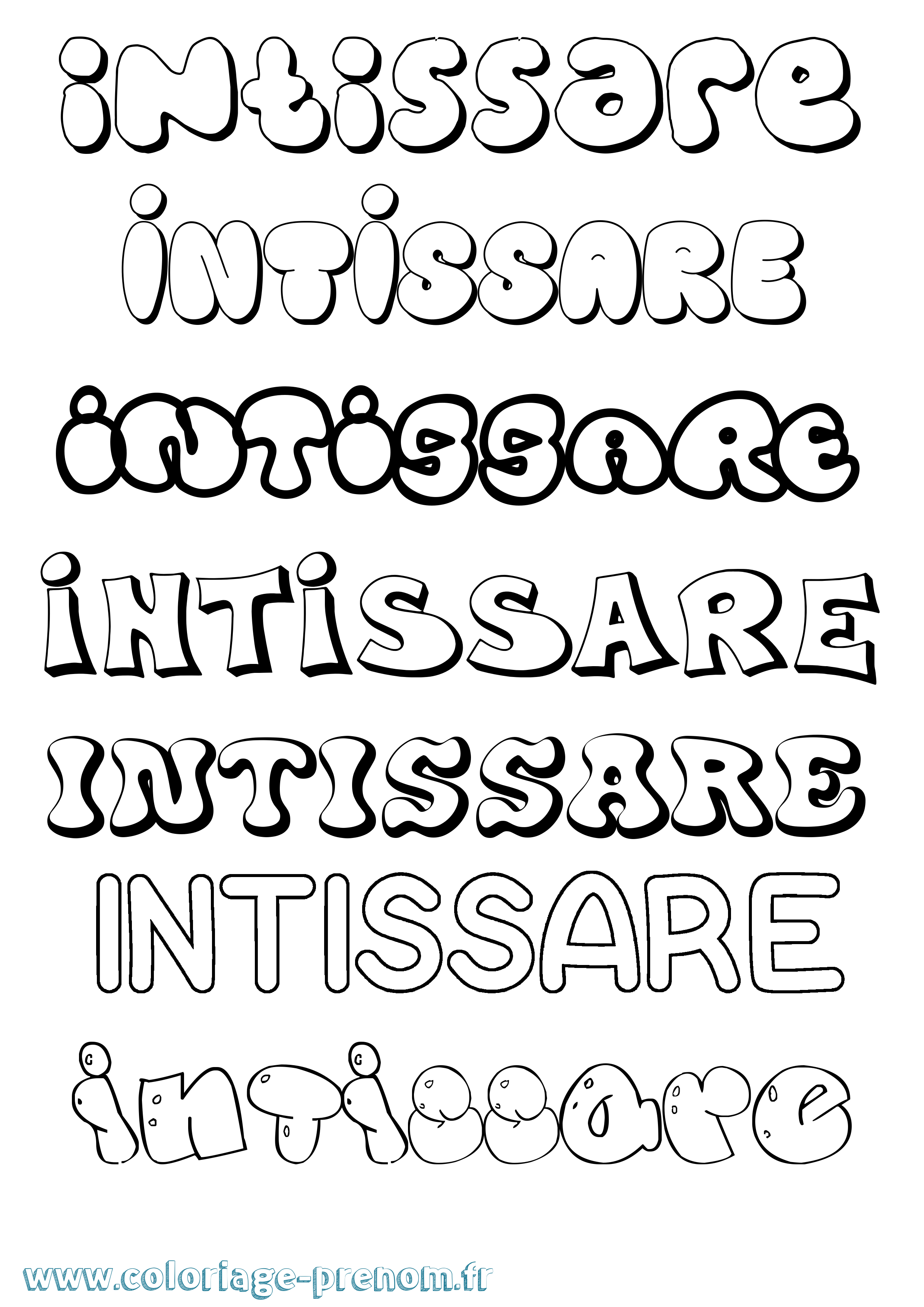 Coloriage Intissare Bubble Coloriage prénom Intissare Bubble