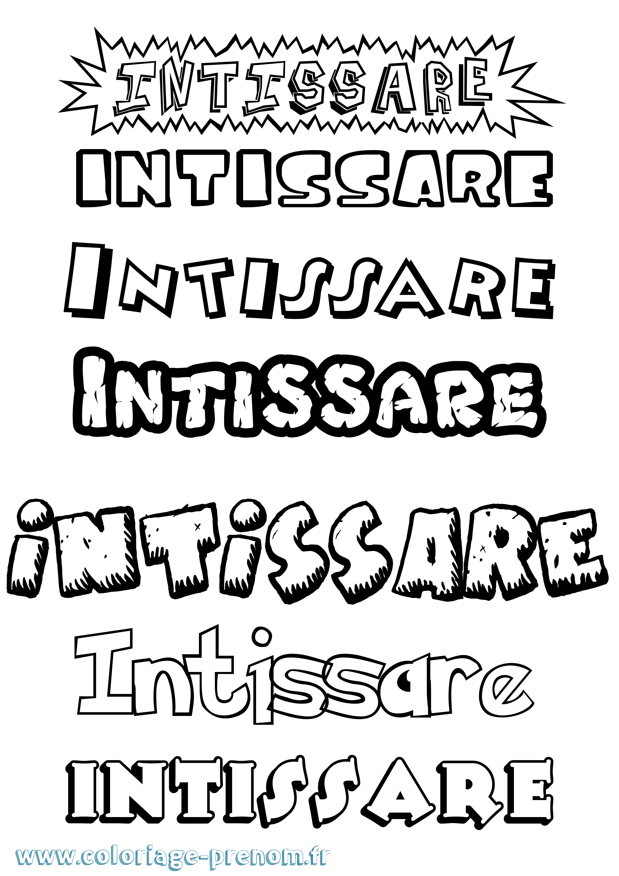 Coloriage Intissare Dessin Animé Coloriage prénom Intissare Dessin Animé