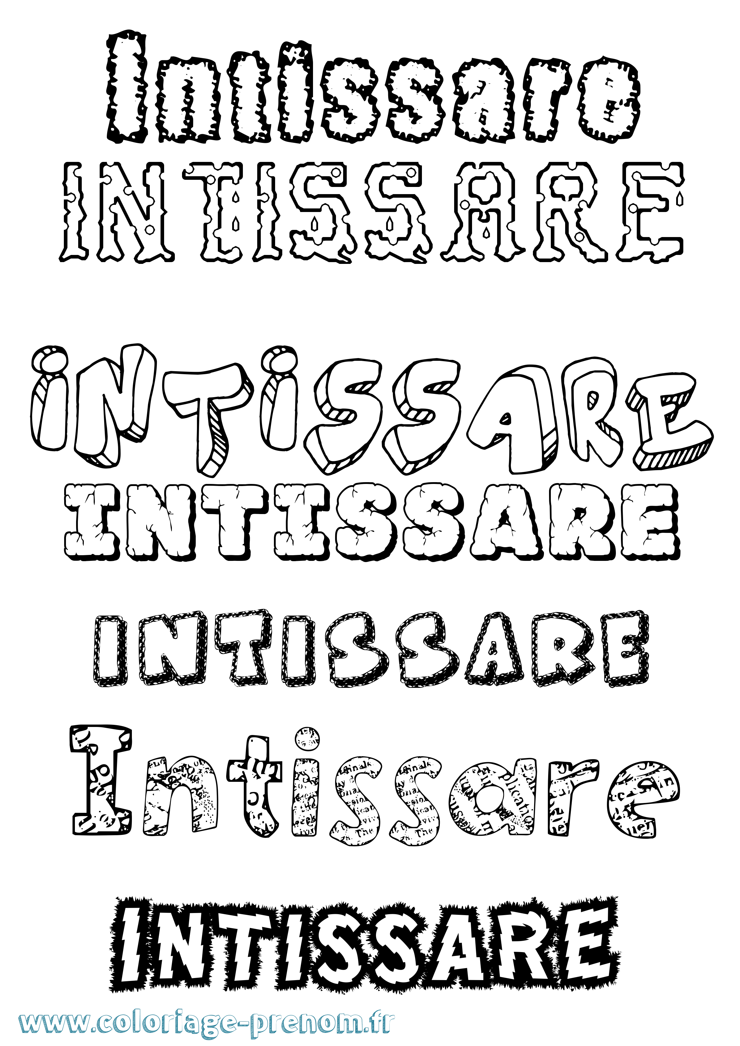 Coloriage Intissare Destructuré Coloriage prénom Intissare Destructuré