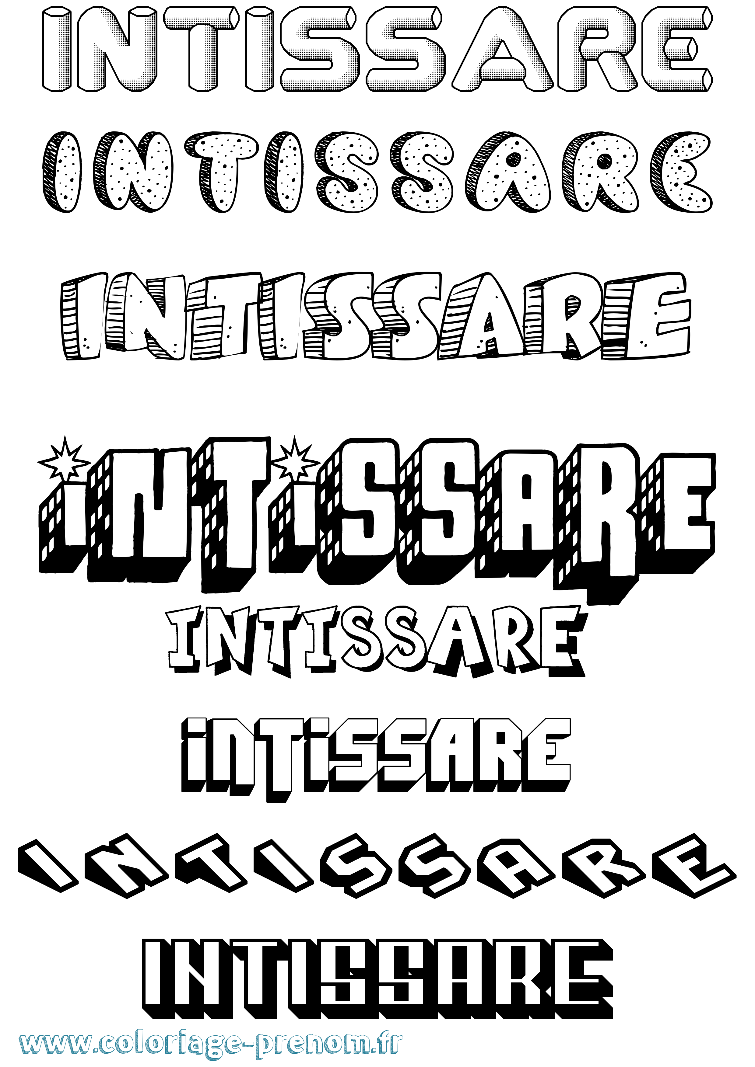 Coloriage Intissare Effet 3D Coloriage prénom Intissare Effet 3D