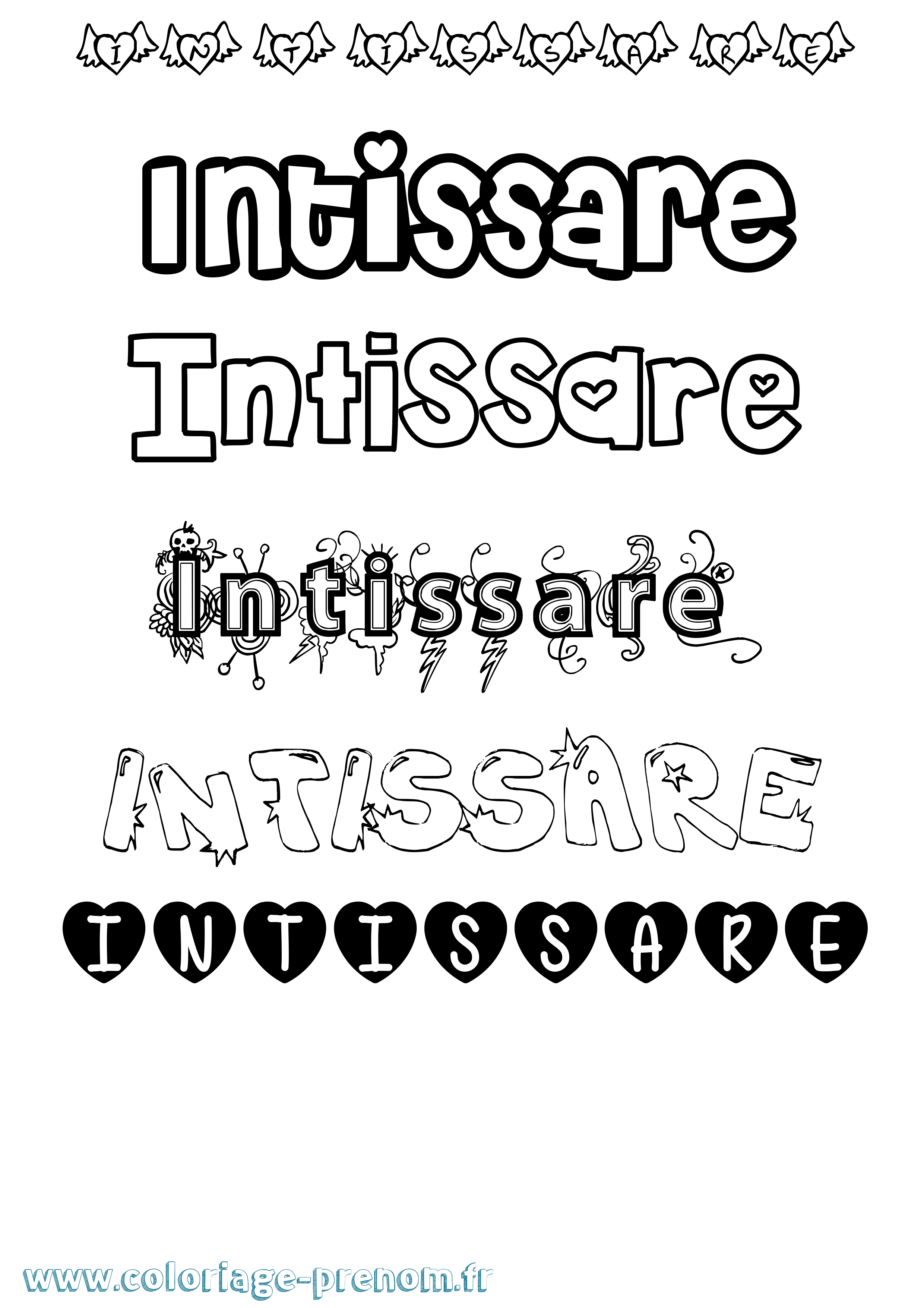 Coloriage Intissare Girly Coloriage prénom Intissare Girly