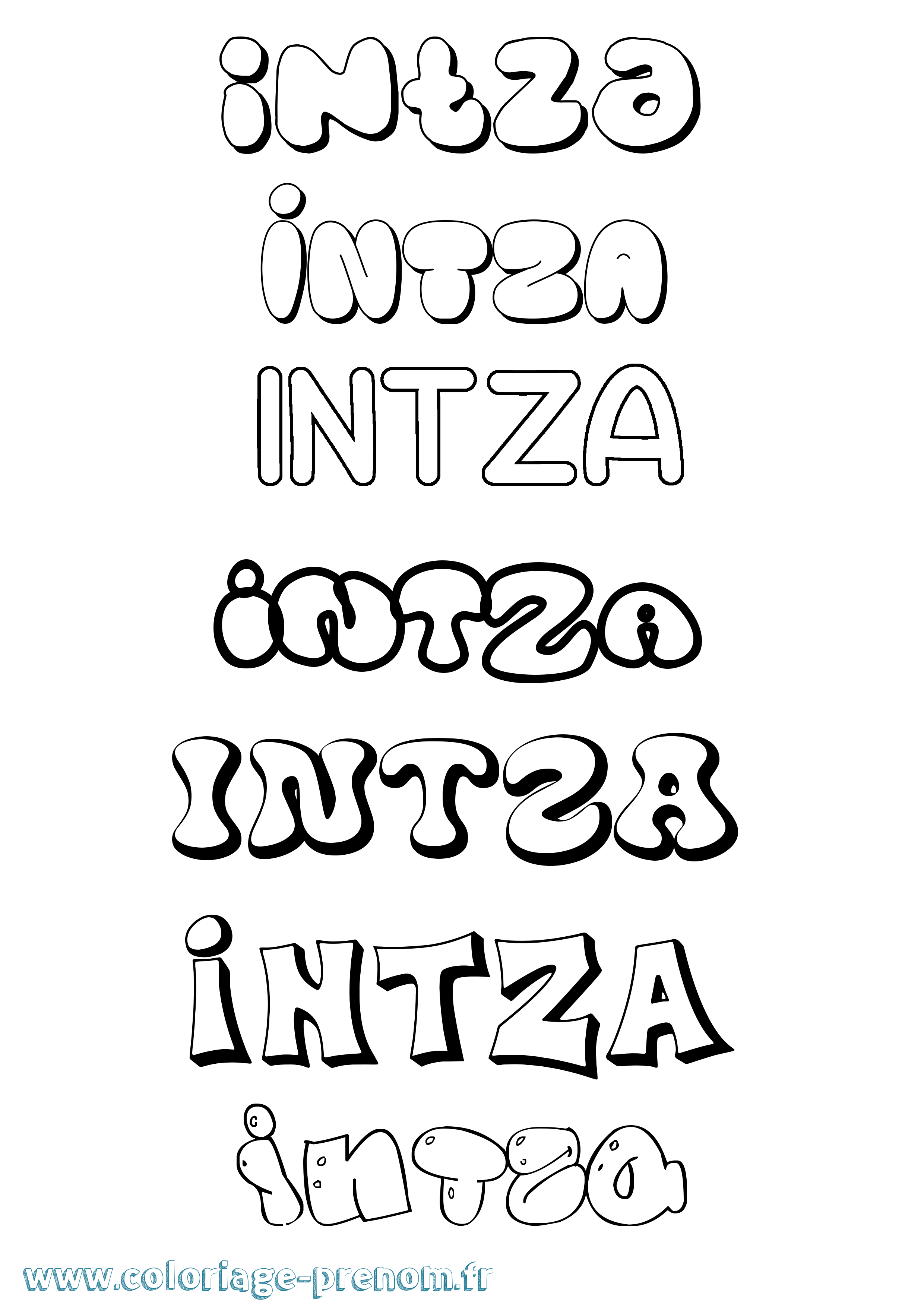 Coloriage Intza Bubble Coloriage prénom Intza Bubble