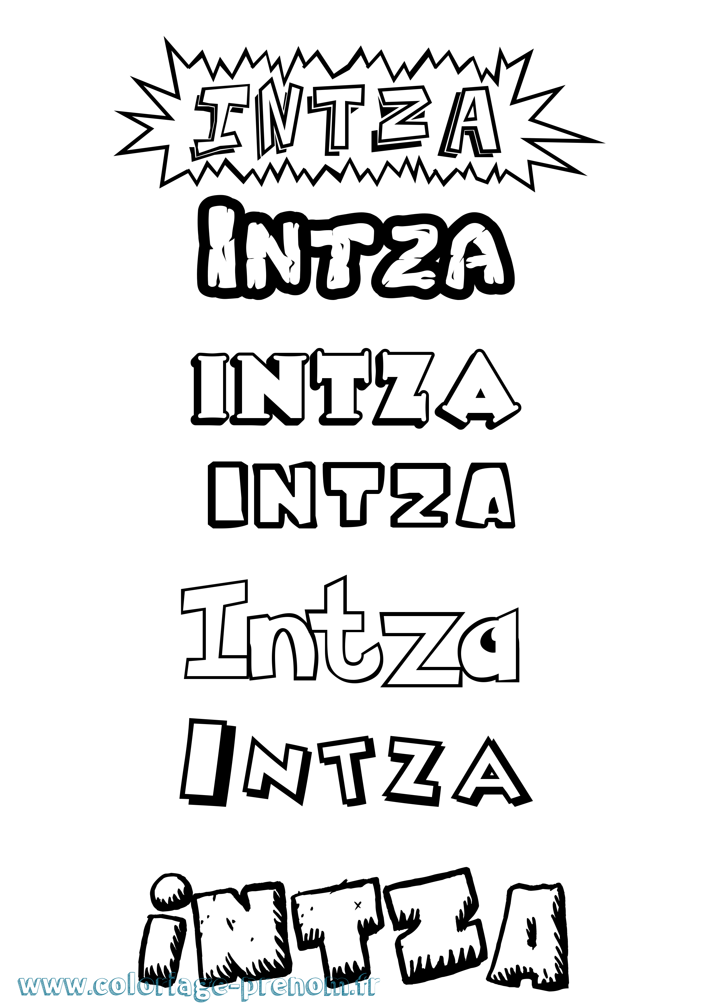 Coloriage Intza Dessin Animé Coloriage prénom Intza Dessin Animé