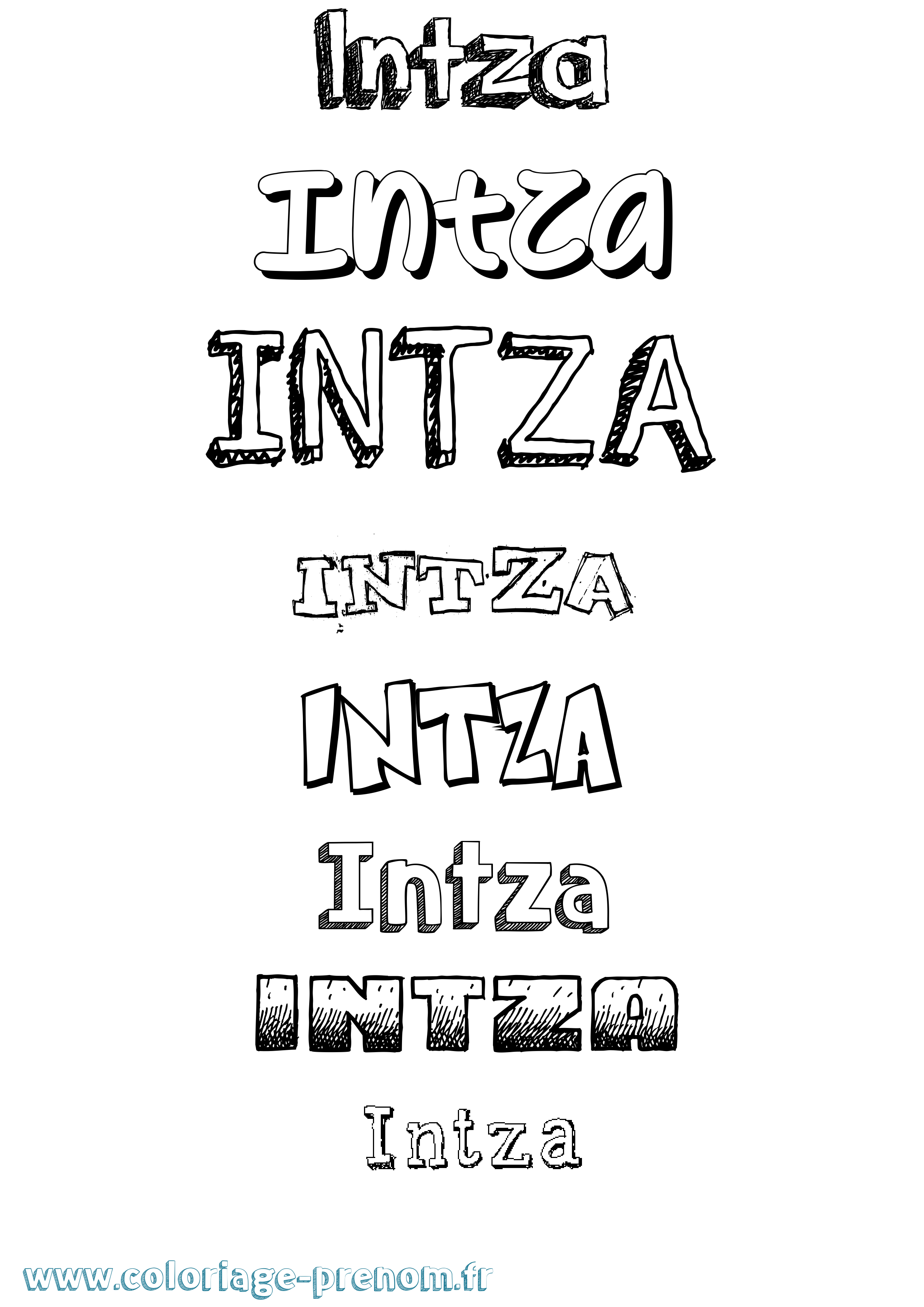 Coloriage Intza Dessiné Coloriage prénom Intza Dessiné