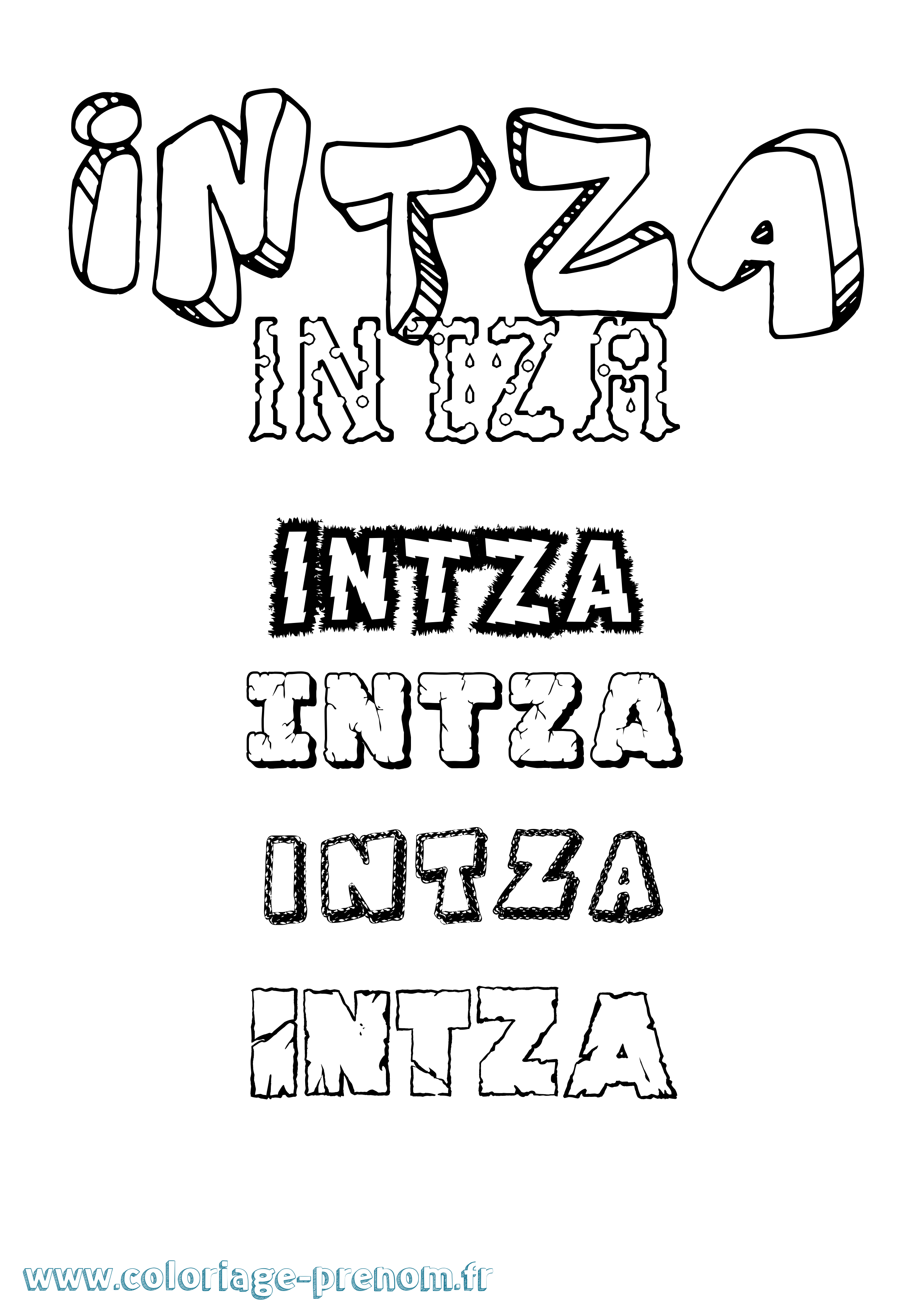 Coloriage Intza Destructuré Coloriage prénom Intza Destructuré
