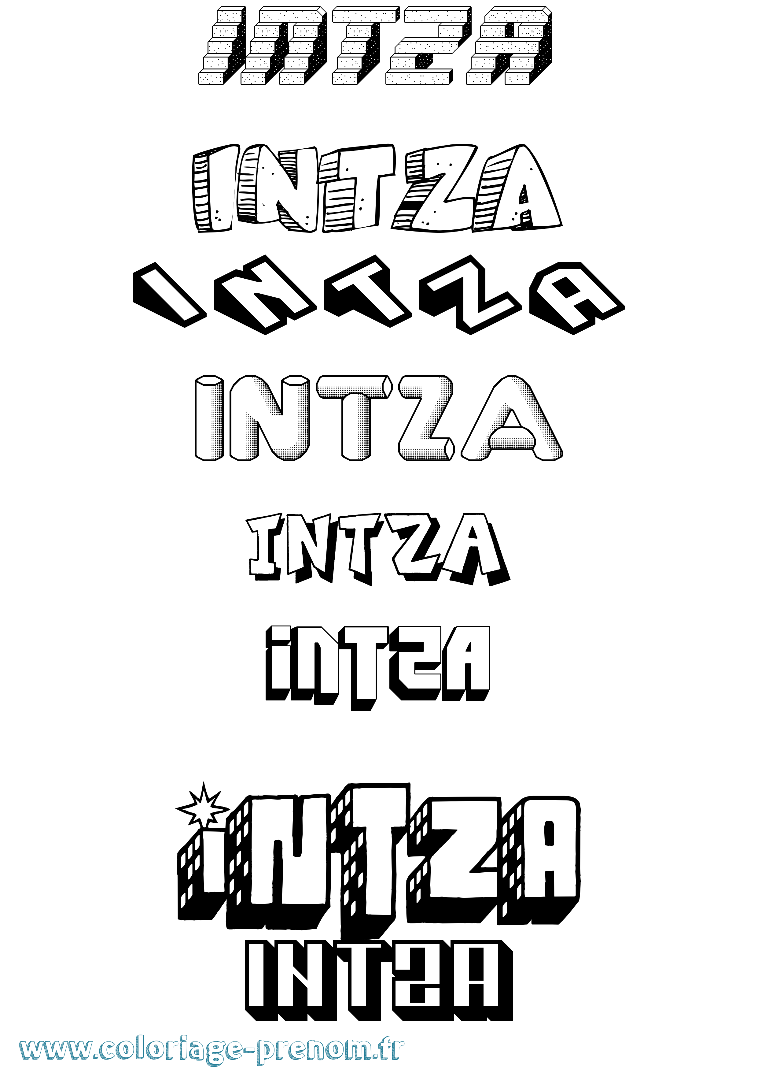 Coloriage Intza Effet 3D Coloriage prénom Intza Effet 3D