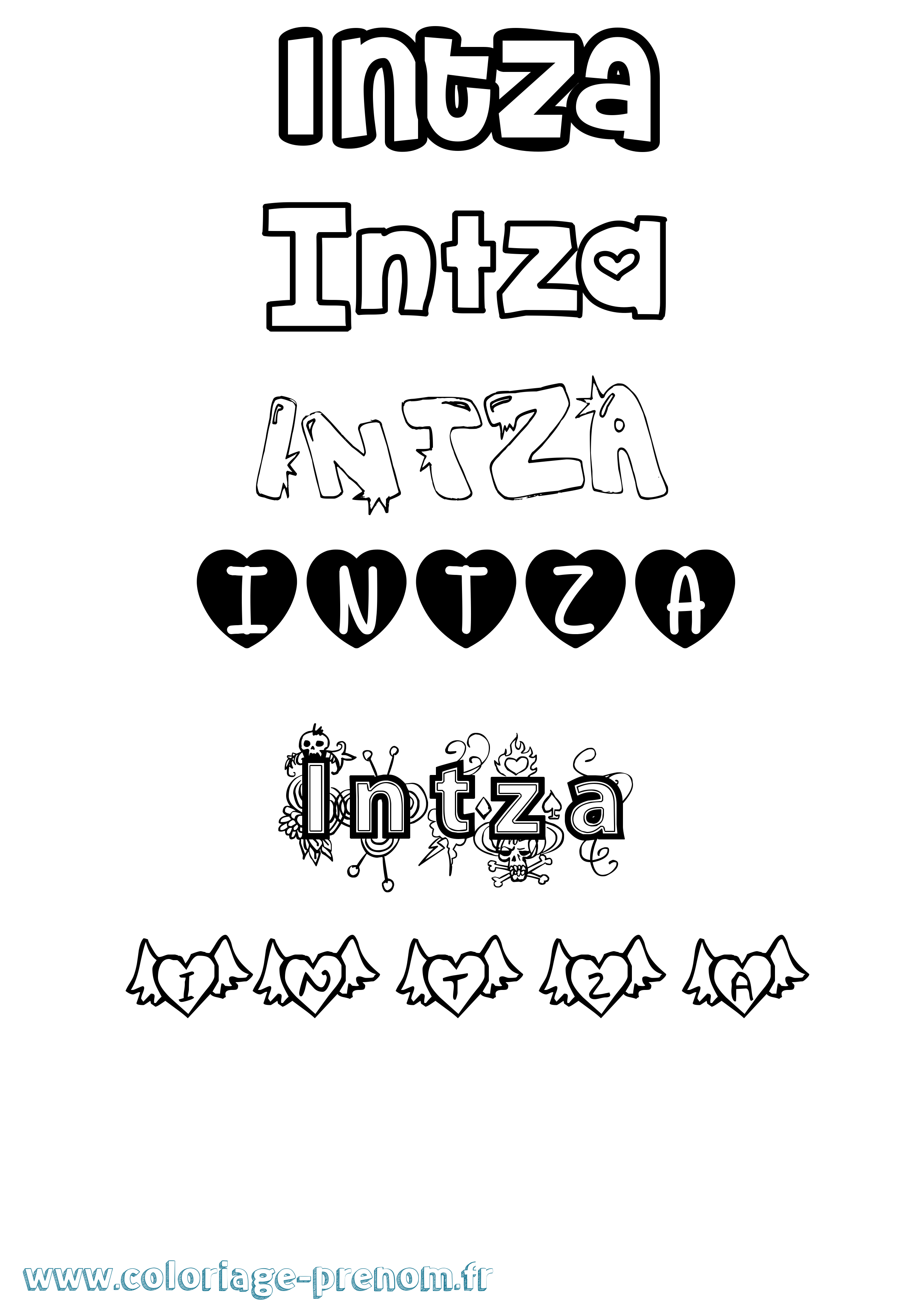 Coloriage Intza Girly Coloriage prénom Intza Girly