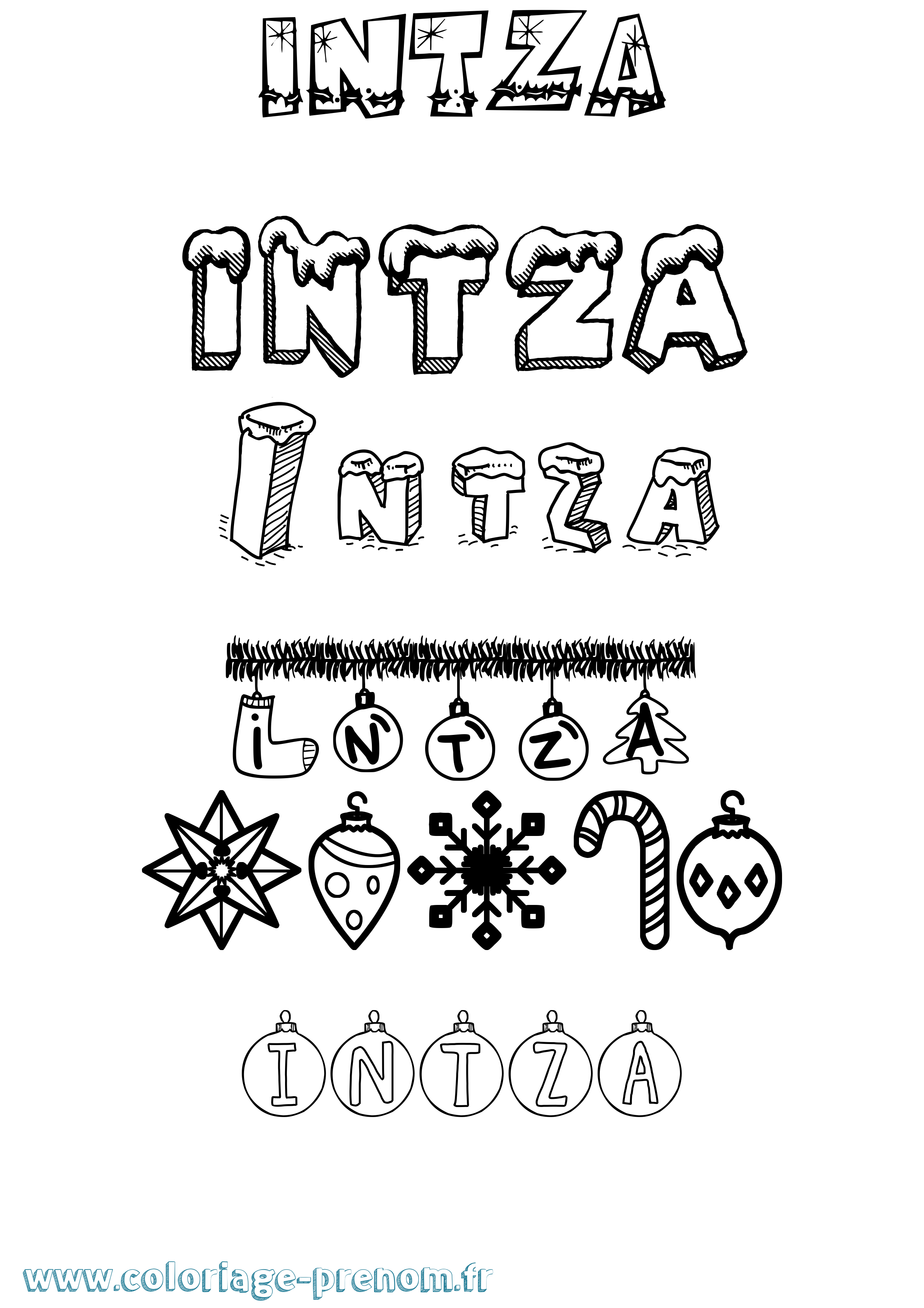 Coloriage Intza Noël Coloriage prénom Intza Noël