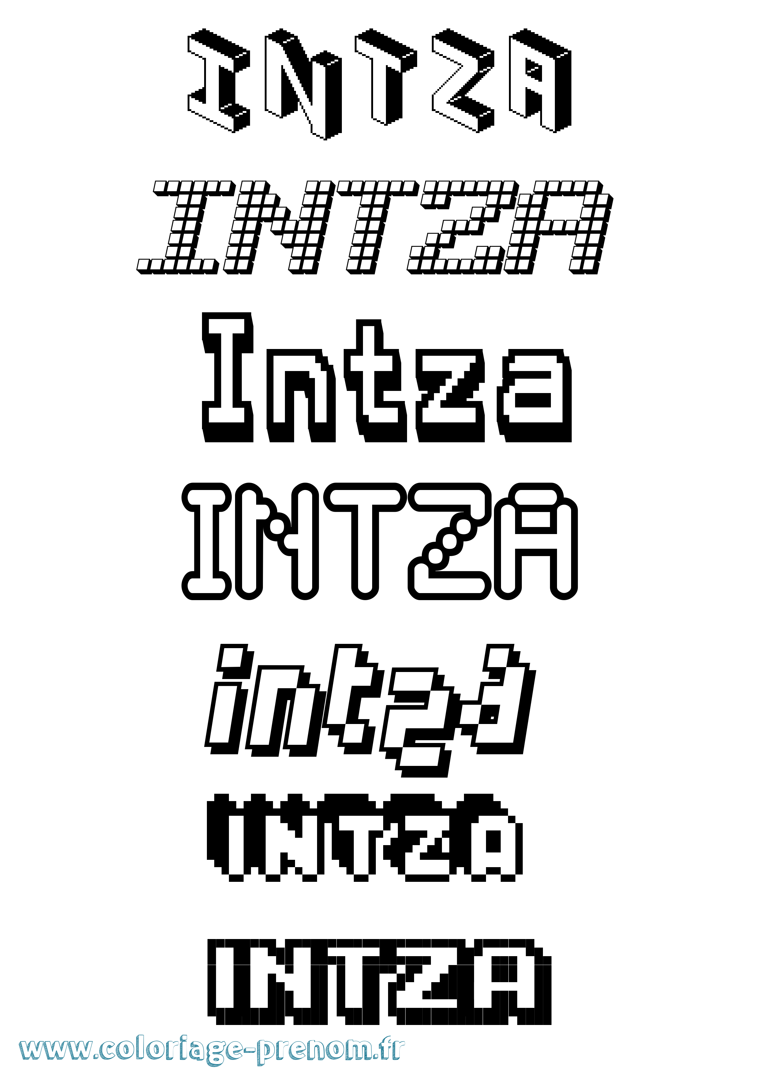 Coloriage Intza Pixel Coloriage prénom Intza Pixel