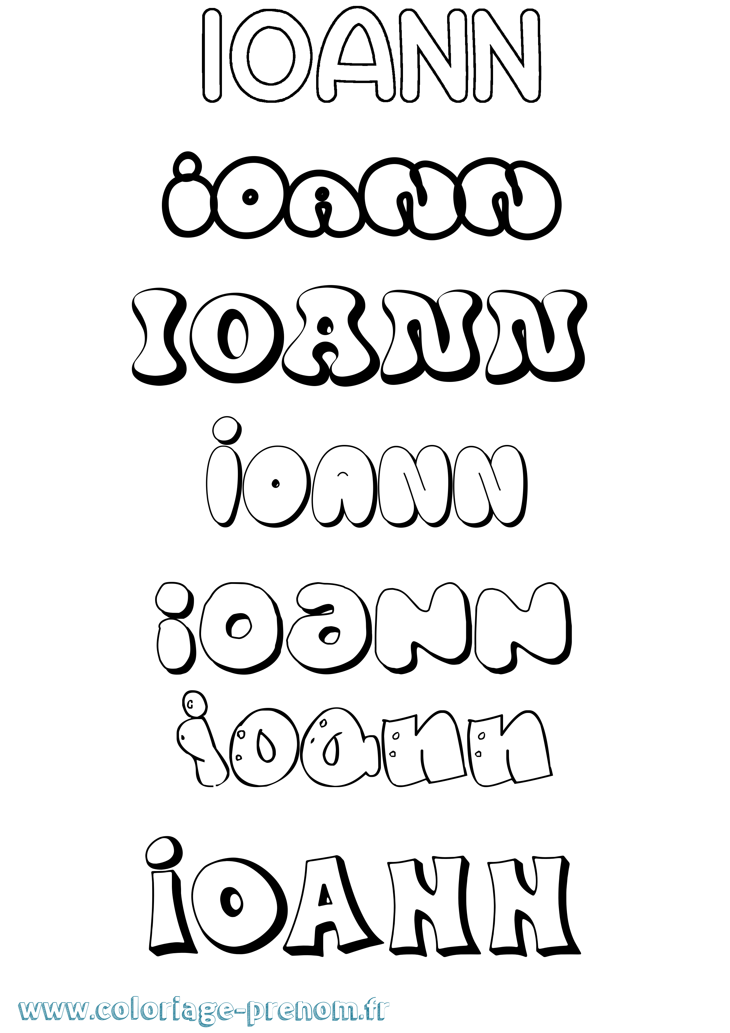 Coloriage Ioann Bubble Coloriage prénom Ioann Bubble