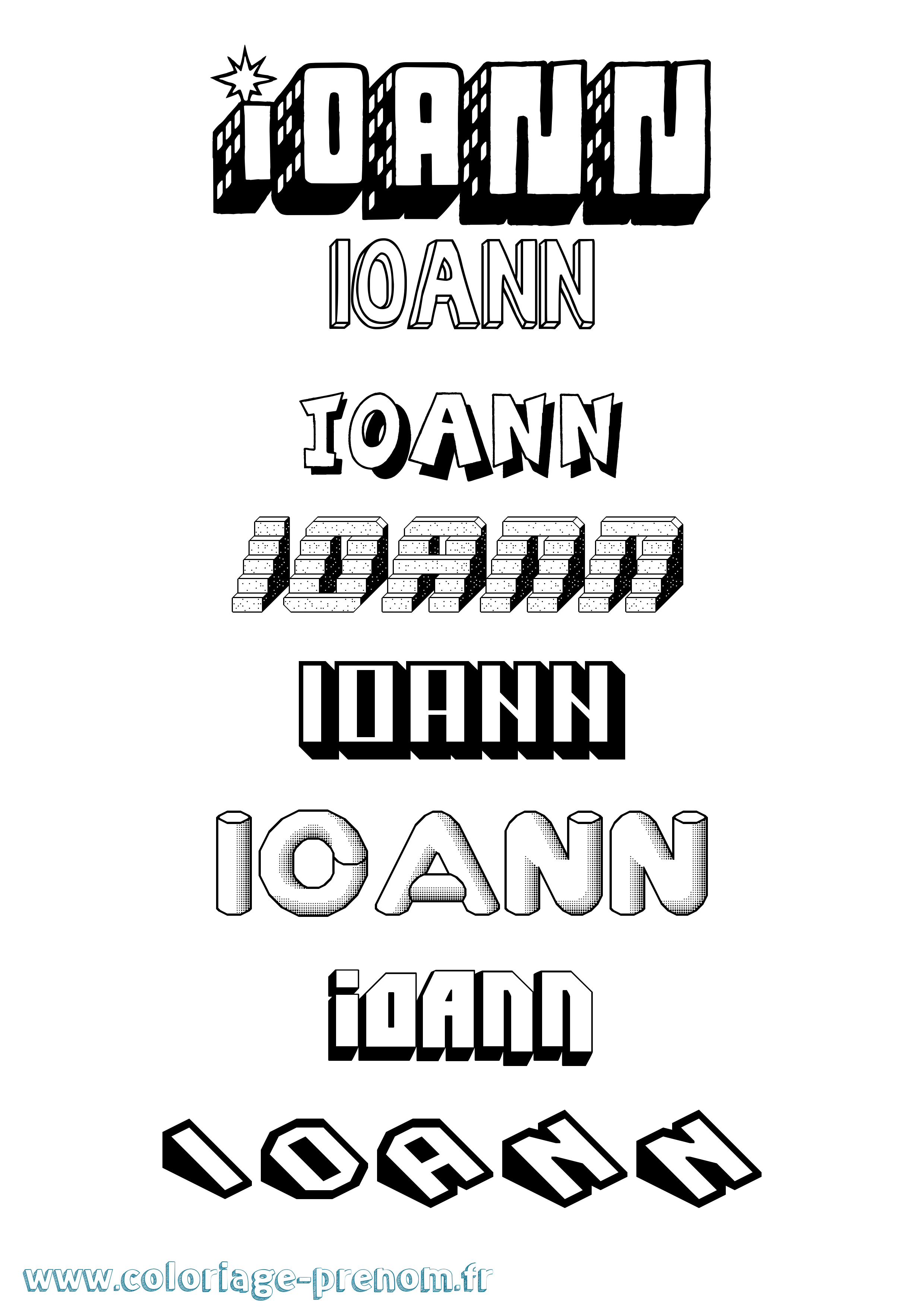 Coloriage Ioann Effet 3D Coloriage prénom Ioann Effet 3D