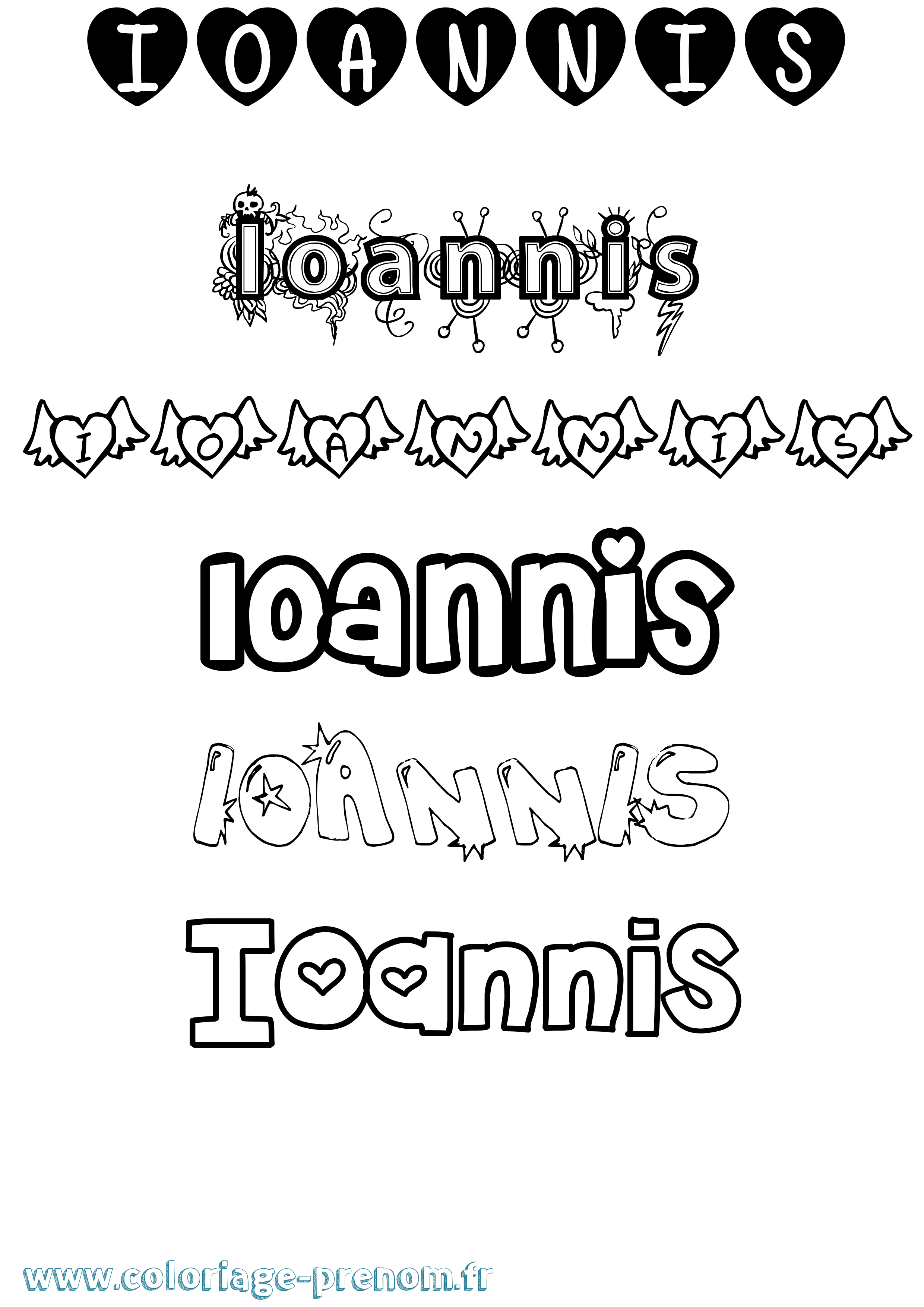 Coloriage Ioannis Girly Coloriage prénom Ioannis Girly