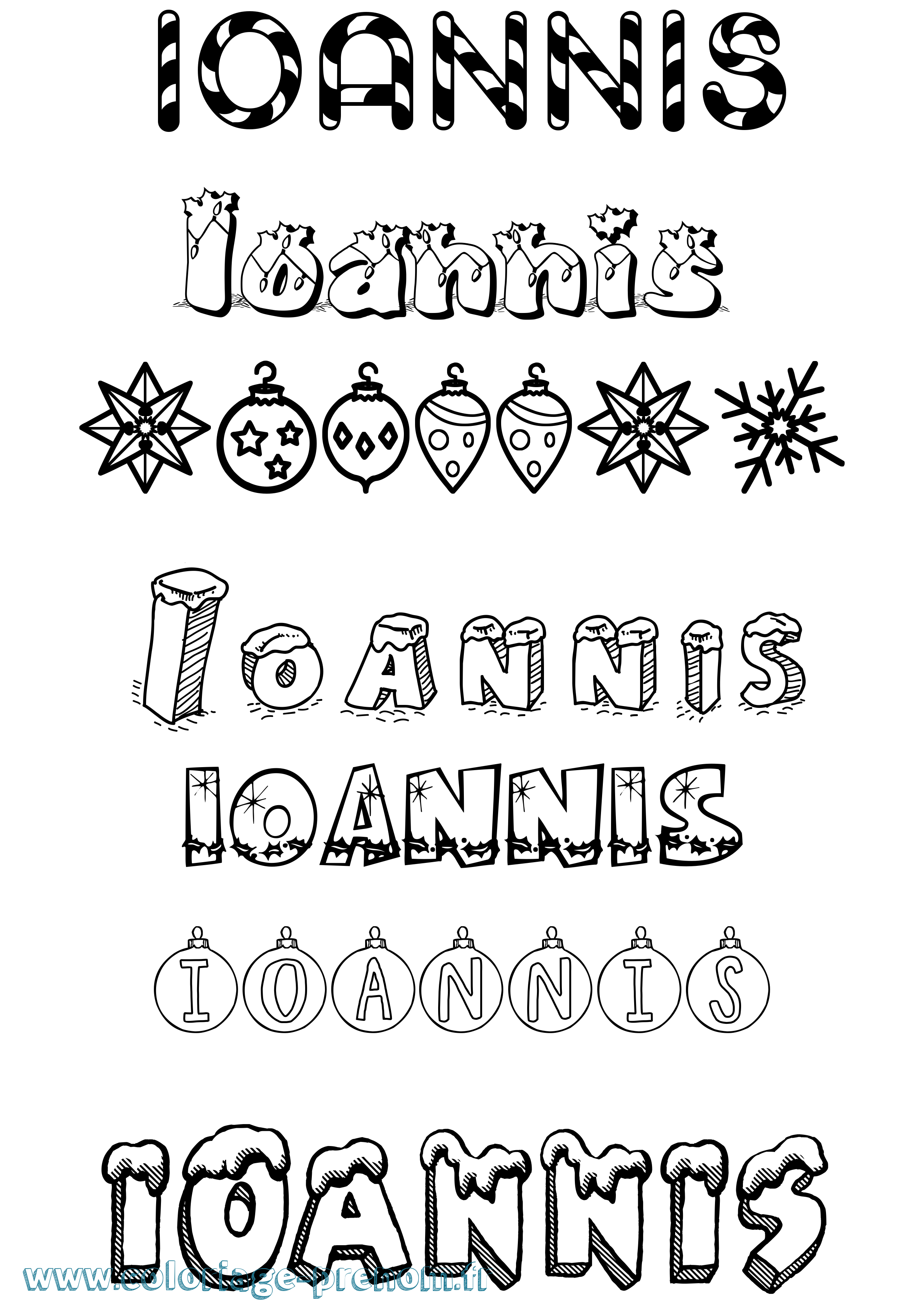 Coloriage Ioannis Noël Coloriage prénom Ioannis Noël