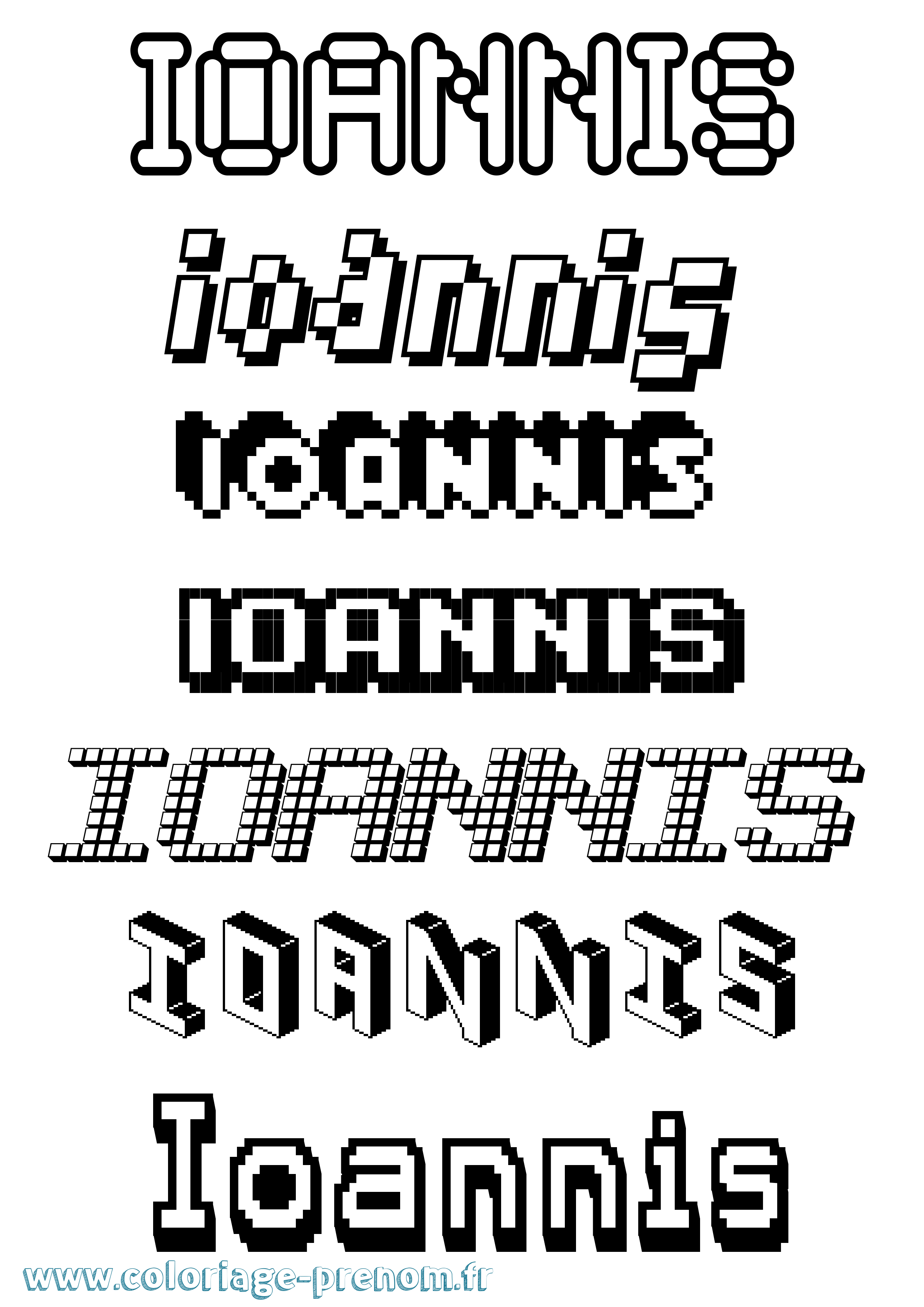Coloriage Ioannis Pixel Coloriage prénom Ioannis Pixel