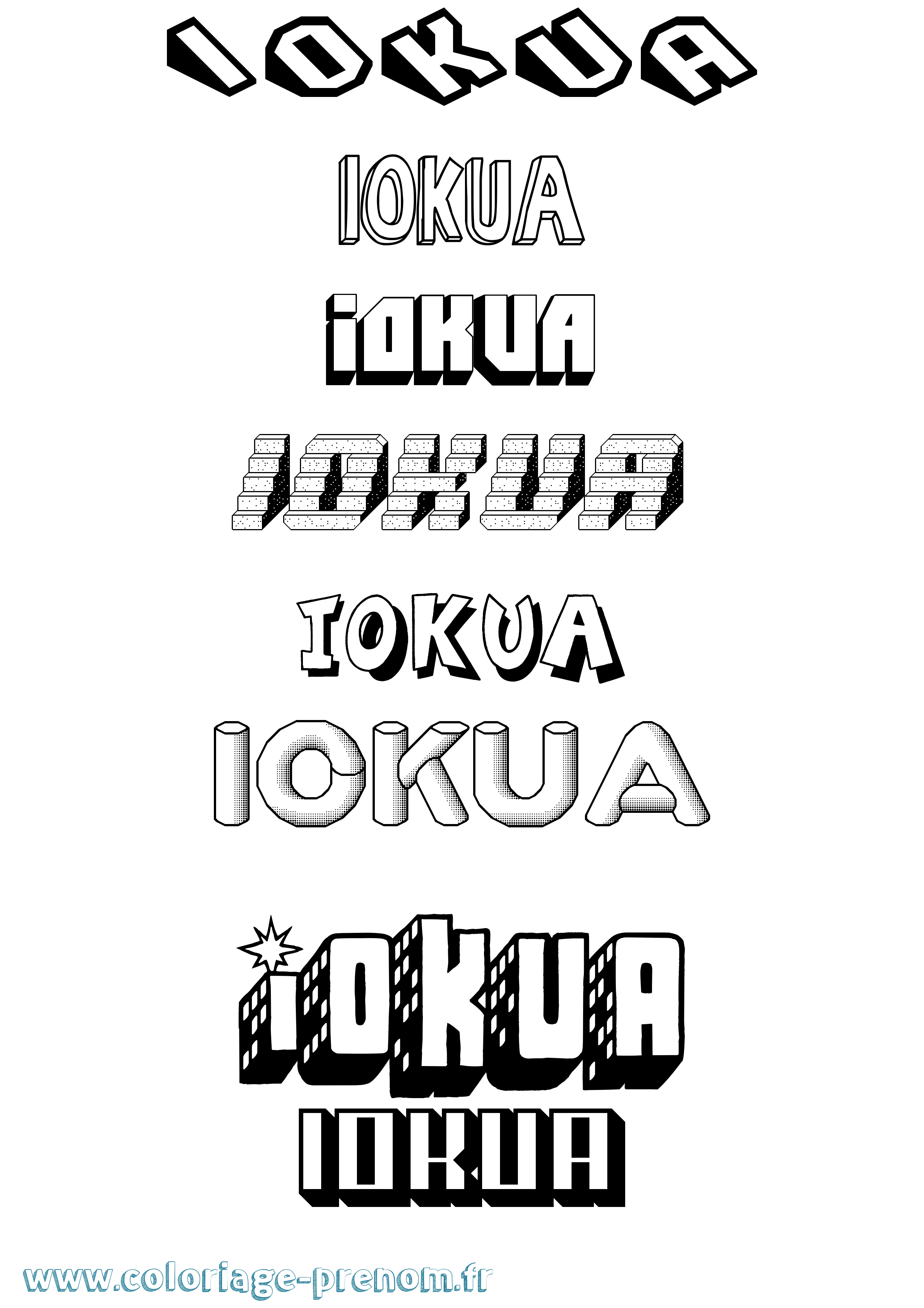 Coloriage Iokua Effet 3D Coloriage prénom Iokua Effet 3D