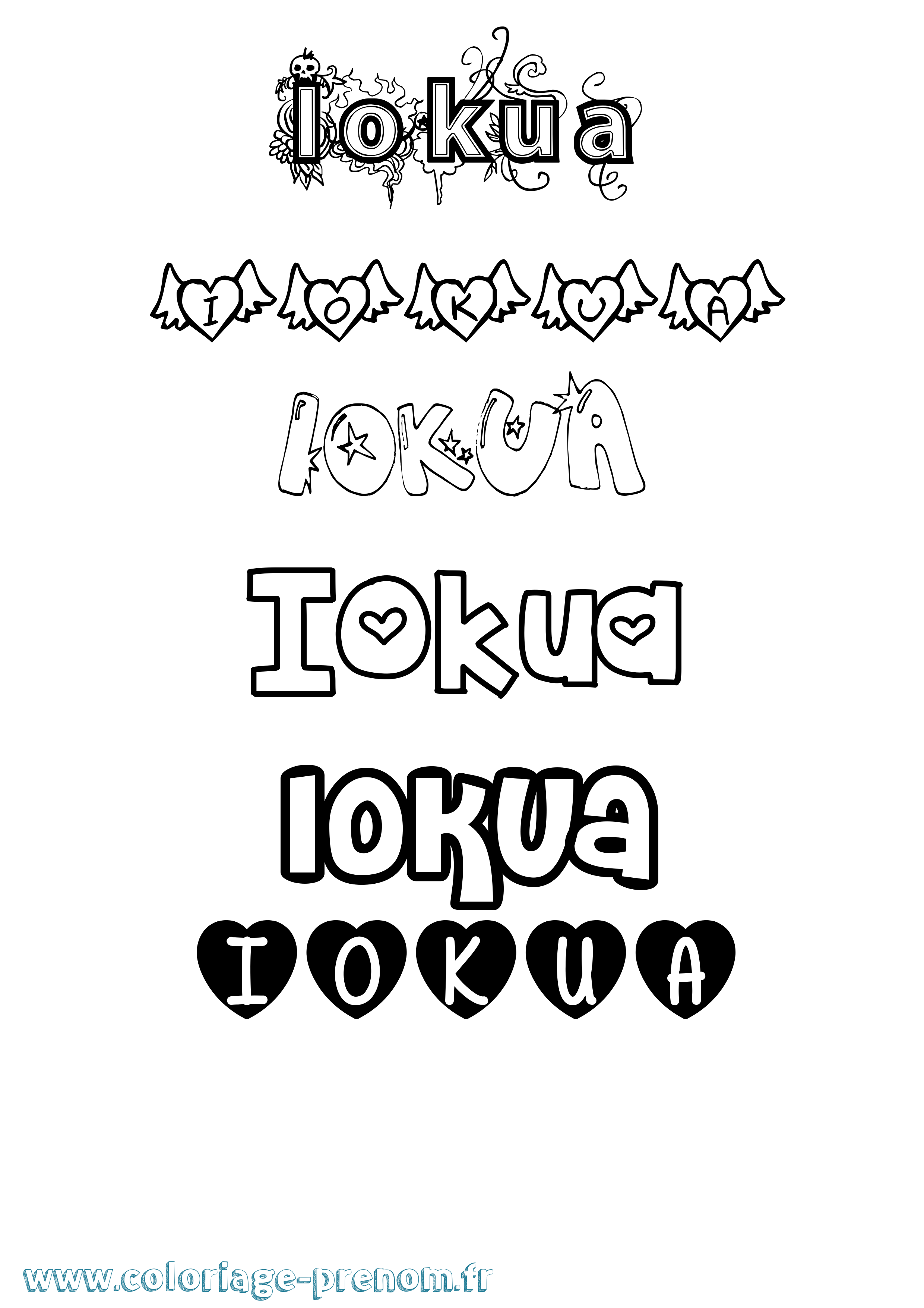 Coloriage Iokua Girly Coloriage prénom Iokua Girly