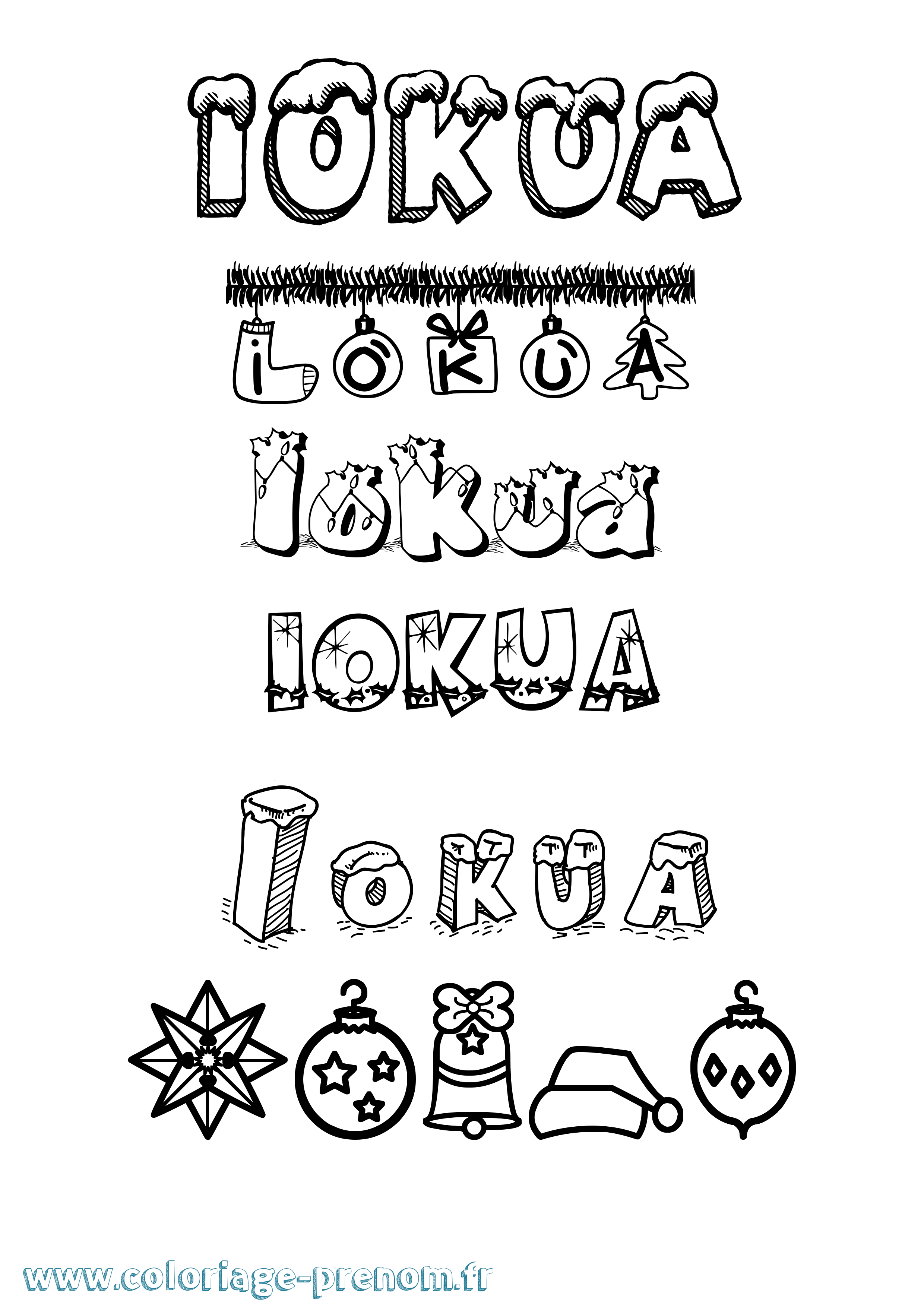 Coloriage Iokua Noël Coloriage prénom Iokua Noël
