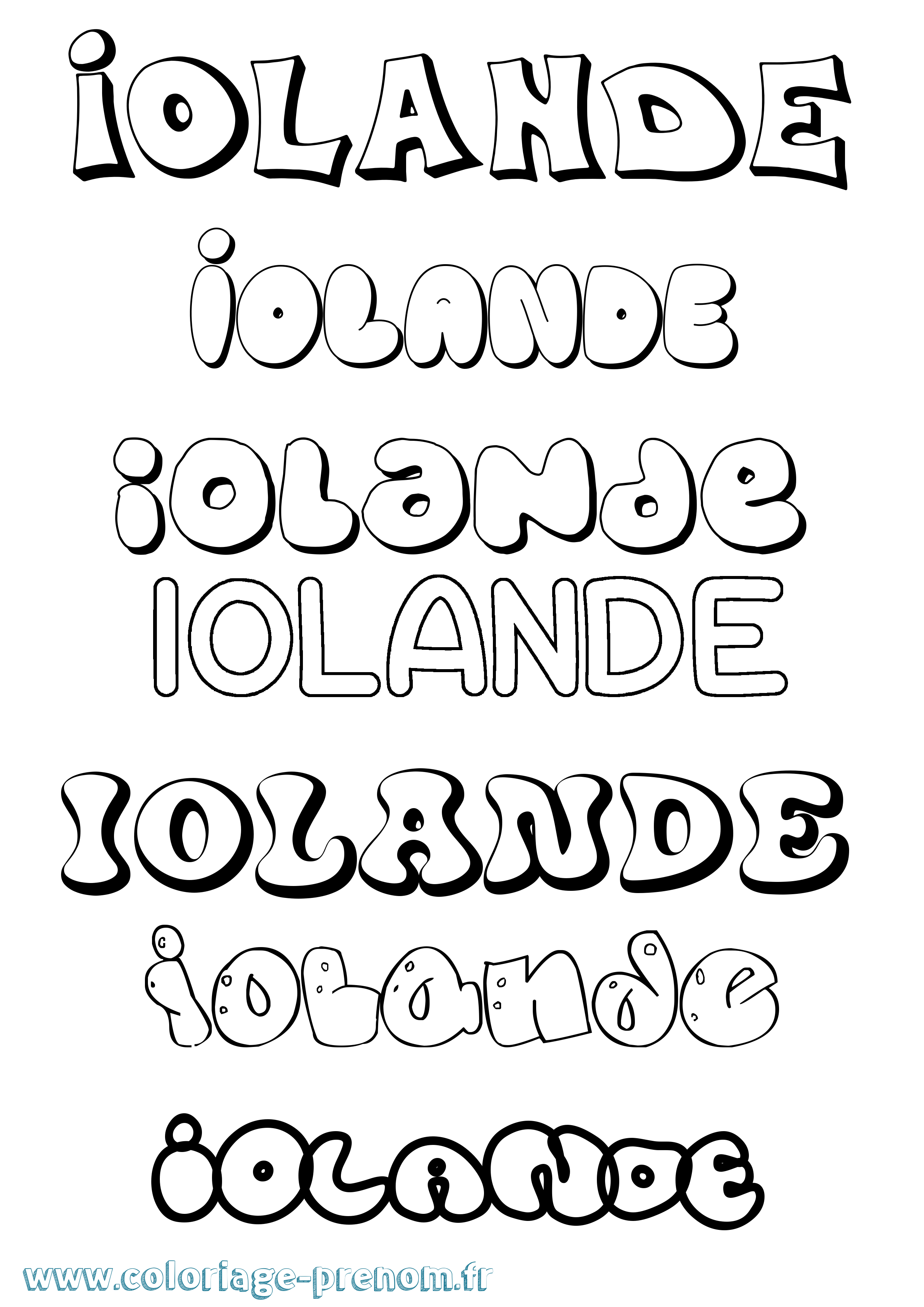 Coloriage Iolande Bubble Coloriage prénom Iolande Bubble