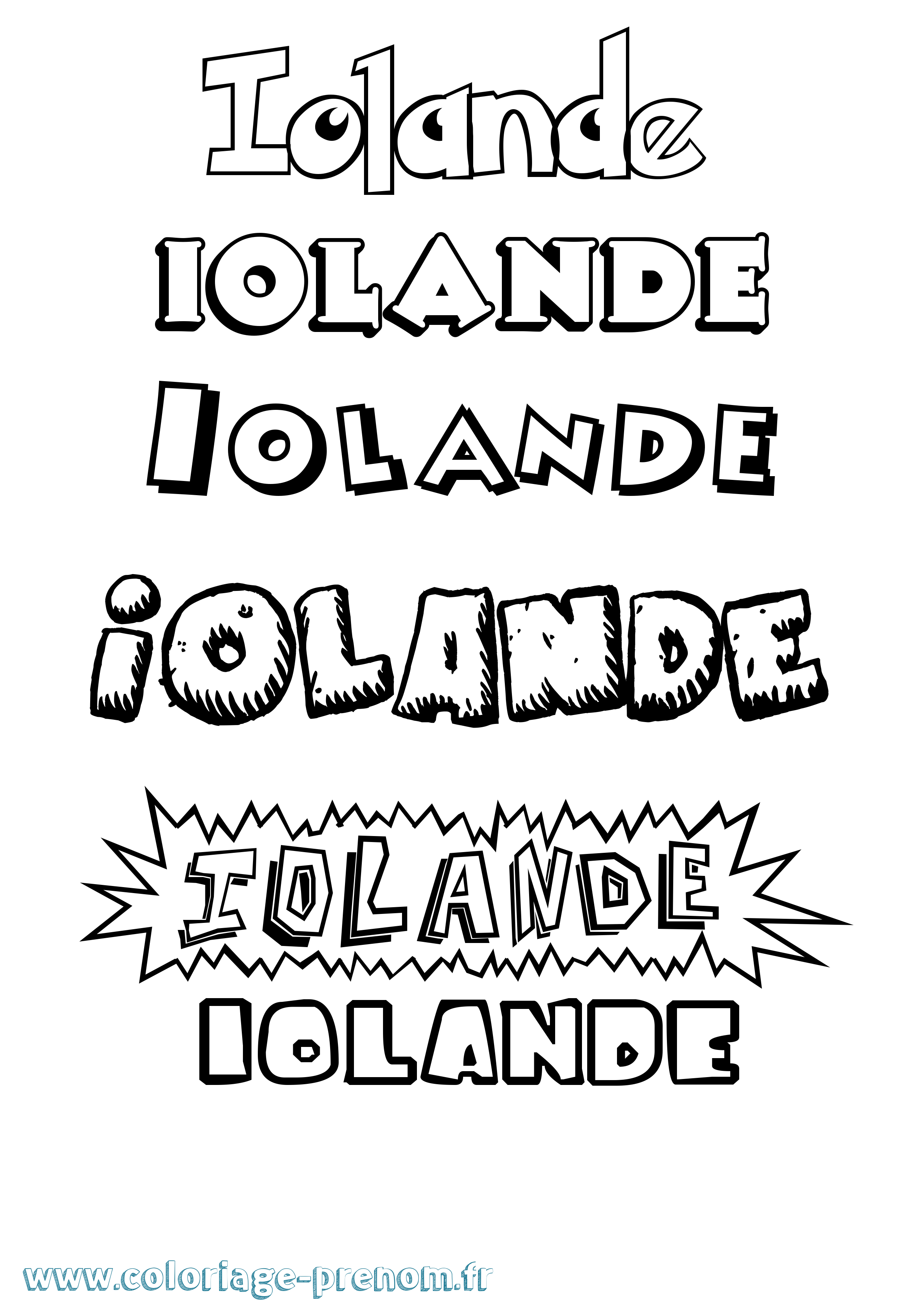 Coloriage Iolande Dessin Animé Coloriage prénom Iolande Dessin Animé