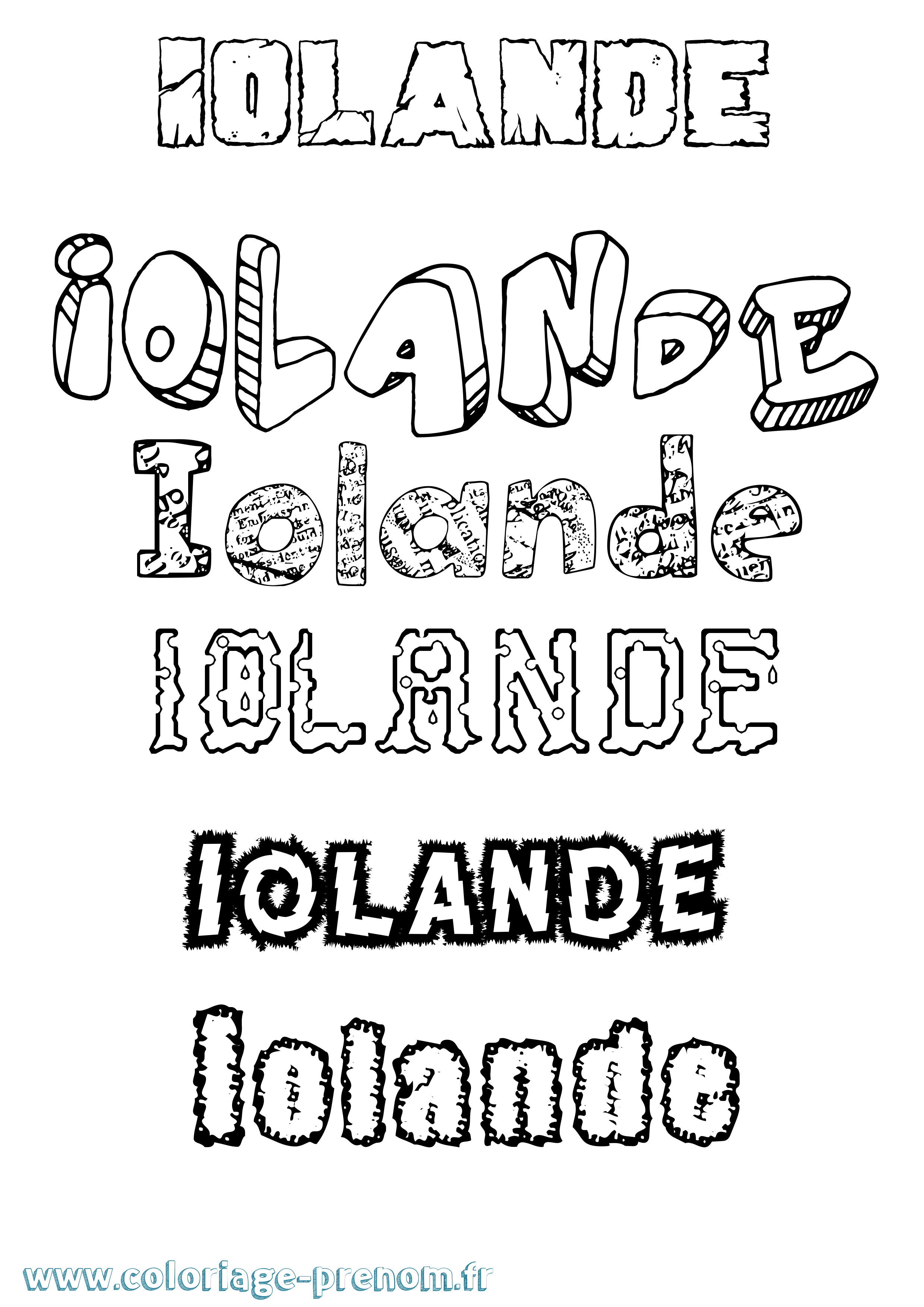 Coloriage Iolande Destructuré Coloriage prénom Iolande Destructuré