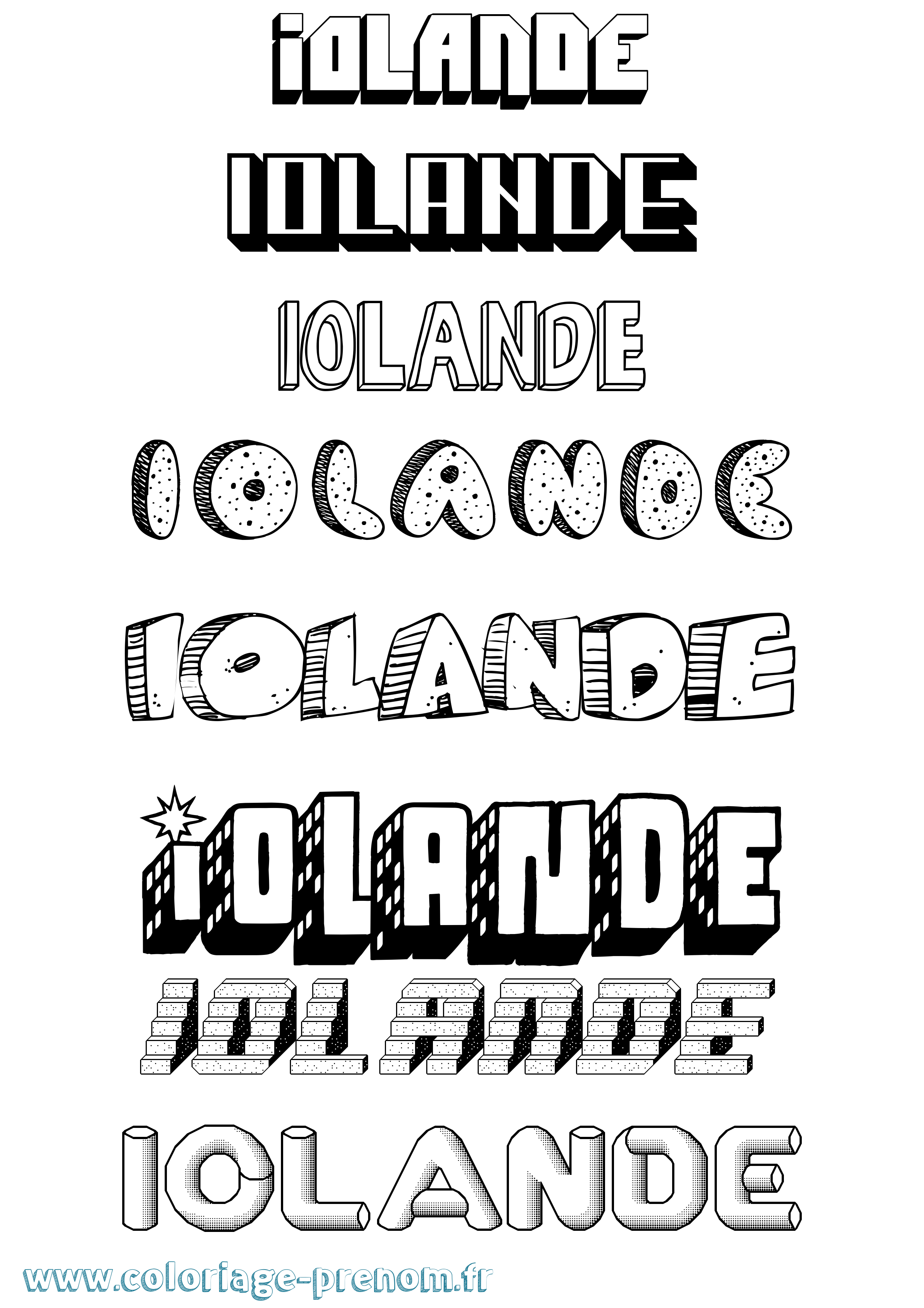 Coloriage Iolande Effet 3D Coloriage prénom Iolande Effet 3D