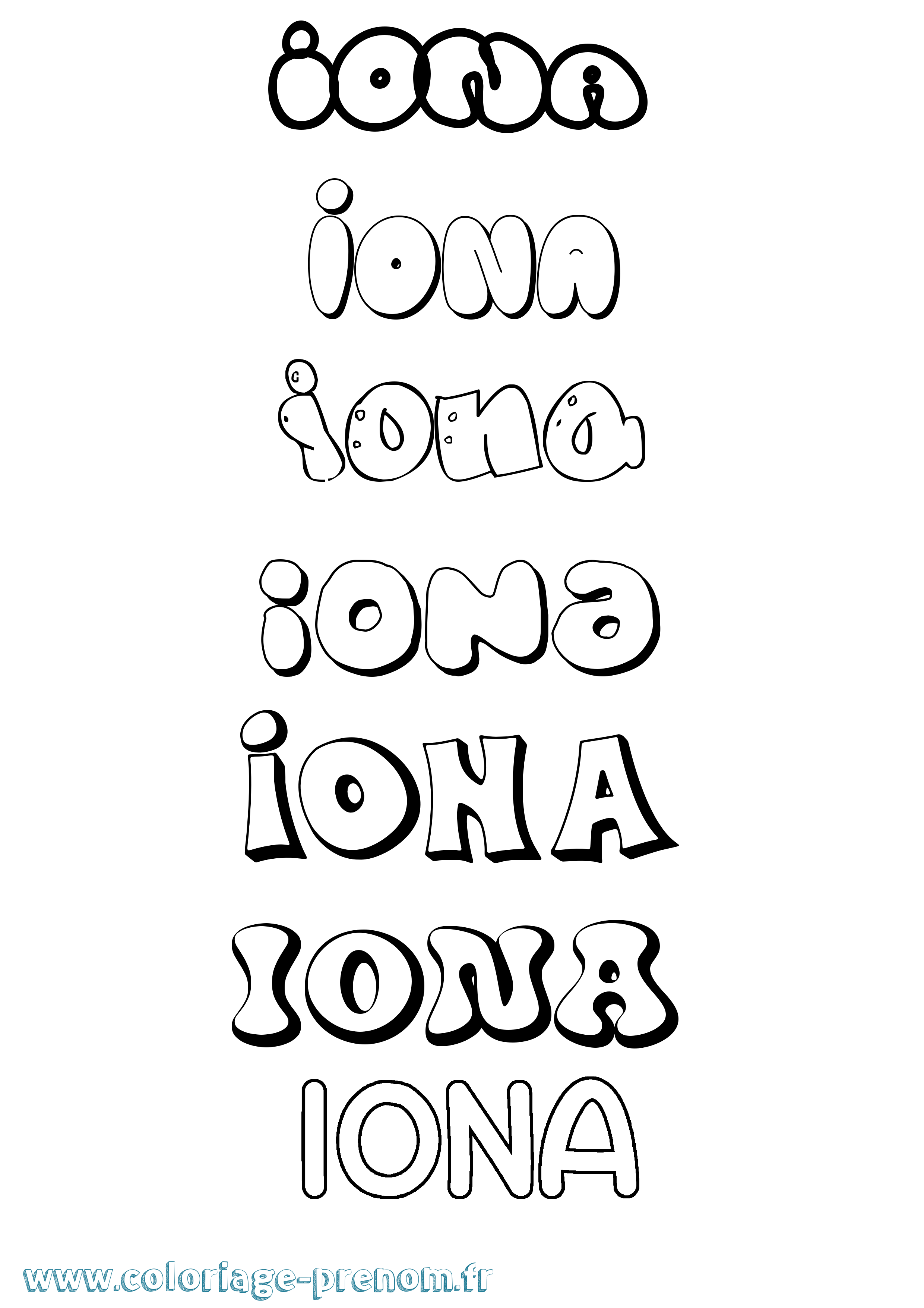 Coloriage Iona Bubble Coloriage prénom Iona Bubble