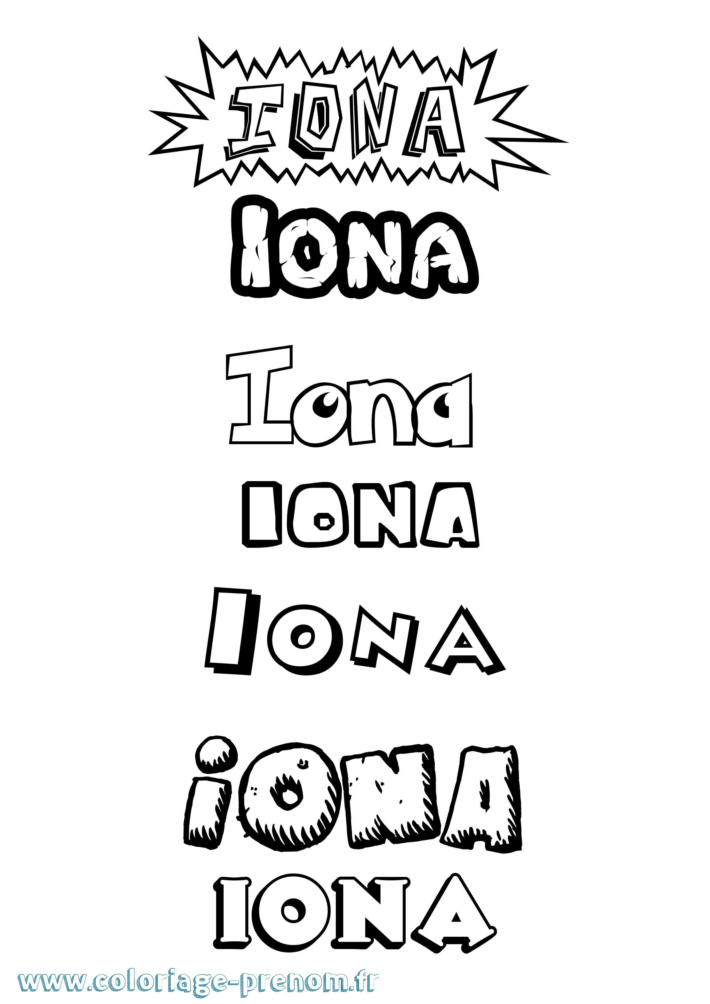 Coloriage Iona Dessin Animé Coloriage prénom Iona Dessin Animé
