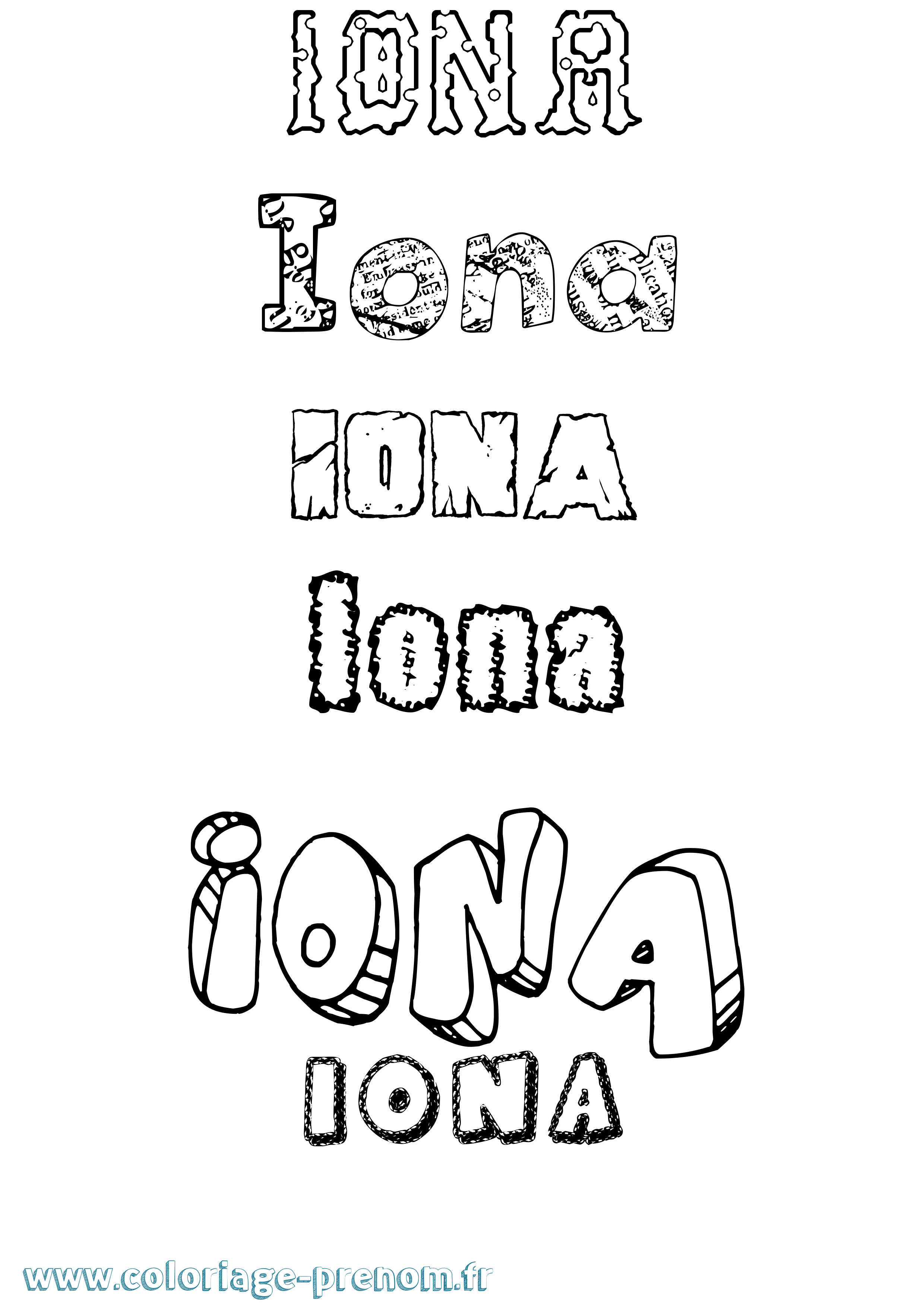 Coloriage Iona Destructuré Coloriage prénom Iona Destructuré