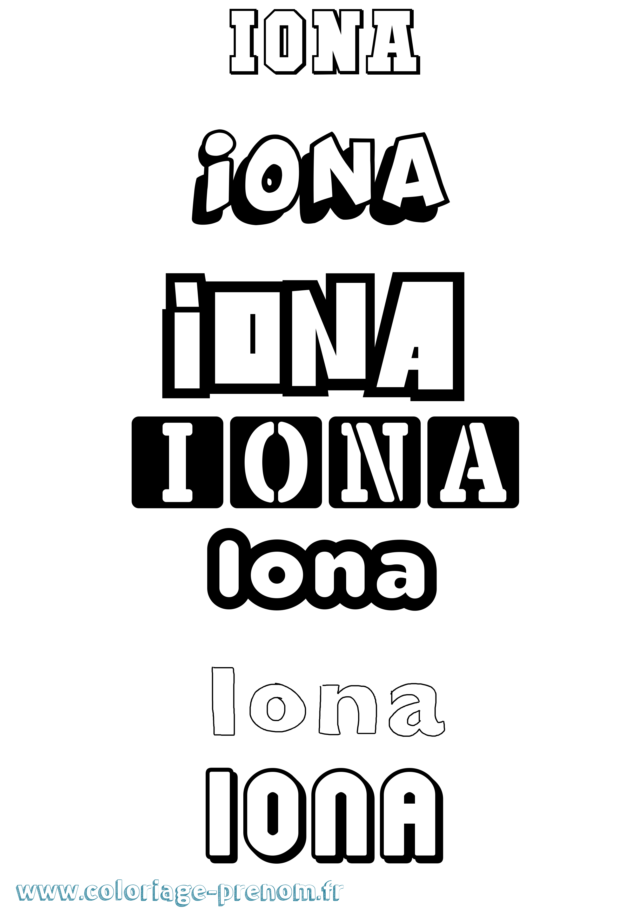 Coloriage Iona Simple Coloriage prénom Iona Simple