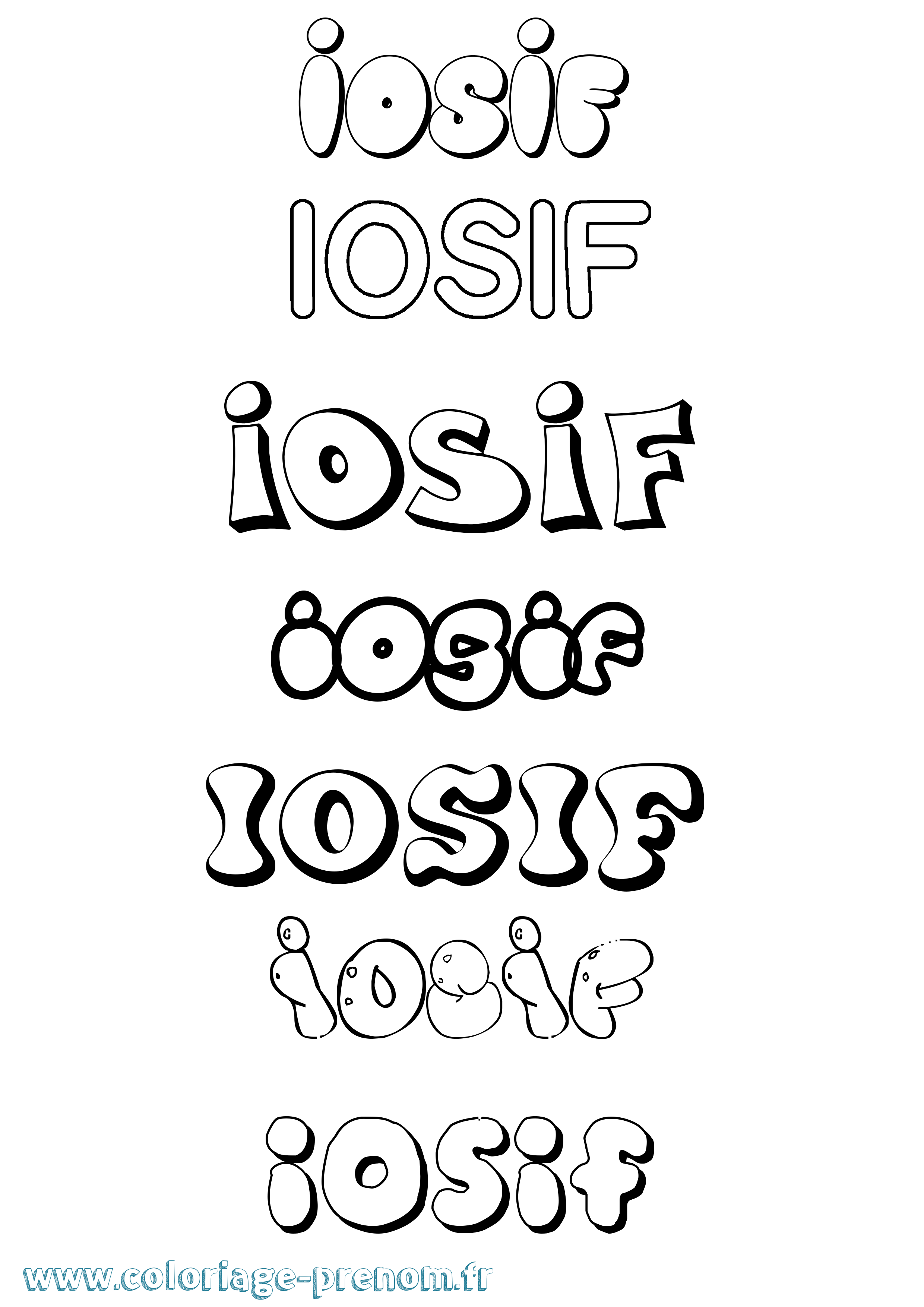 Coloriage Iosif Bubble Coloriage prénom Iosif Bubble