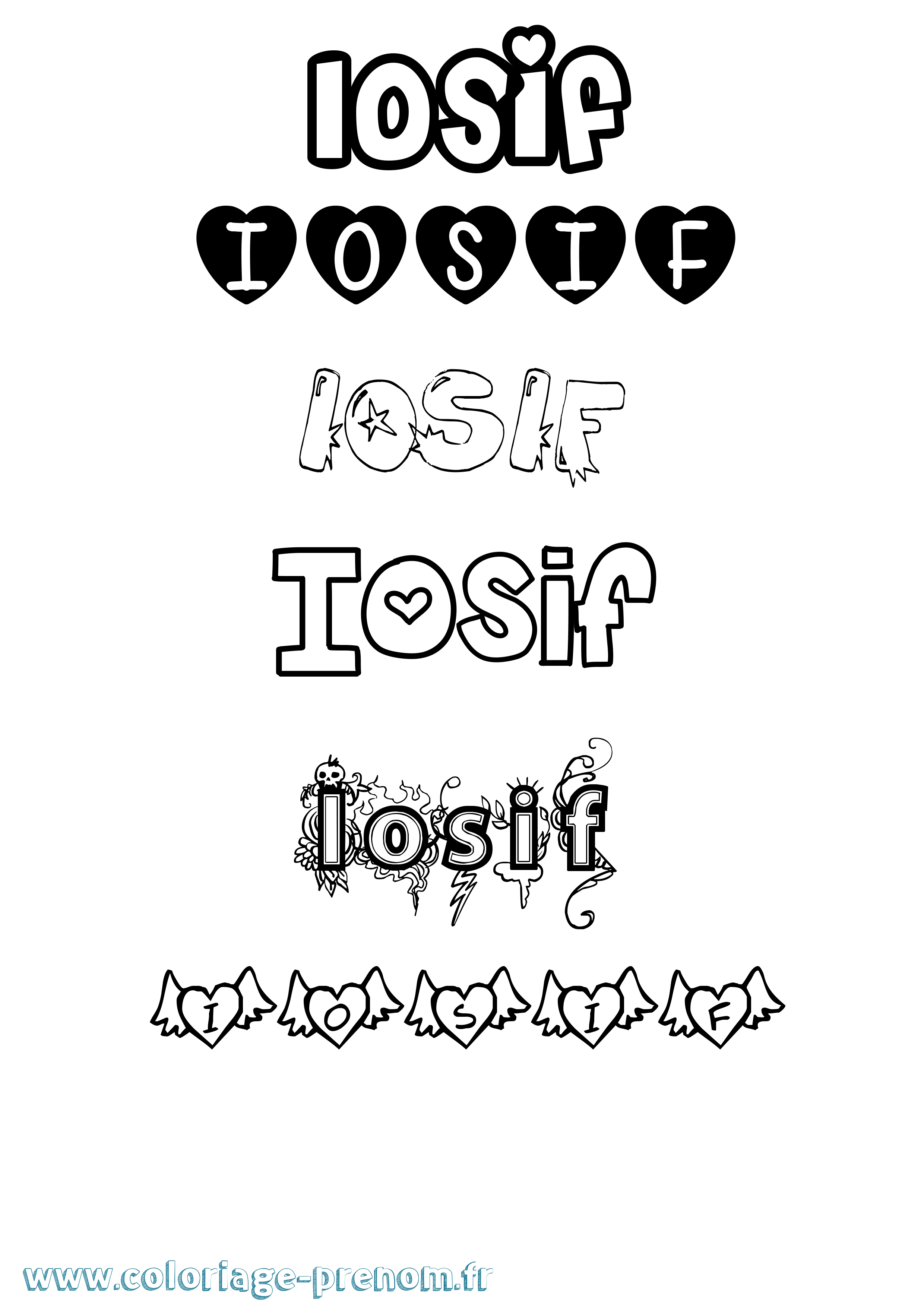 Coloriage Iosif Girly Coloriage prénom Iosif Girly