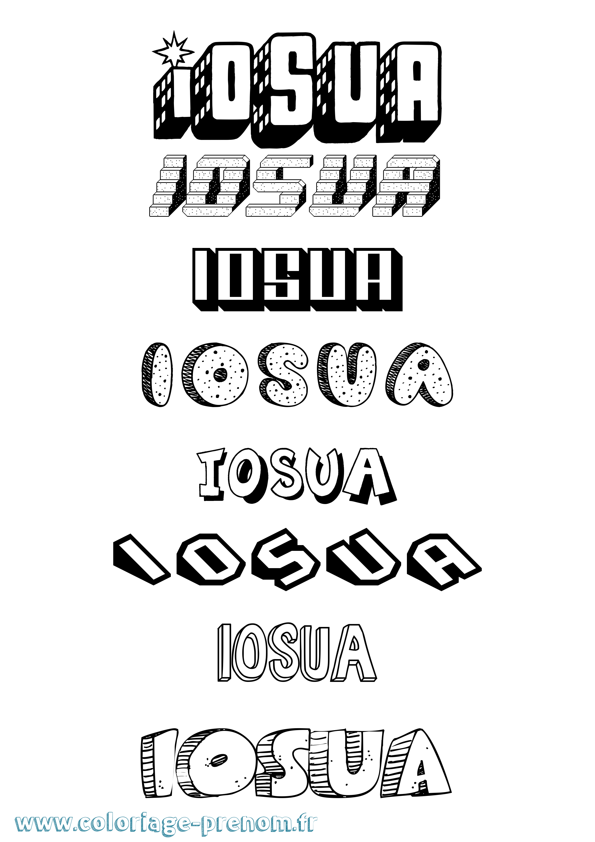 Coloriage Iosua Effet 3D Coloriage prénom Iosua Effet 3D