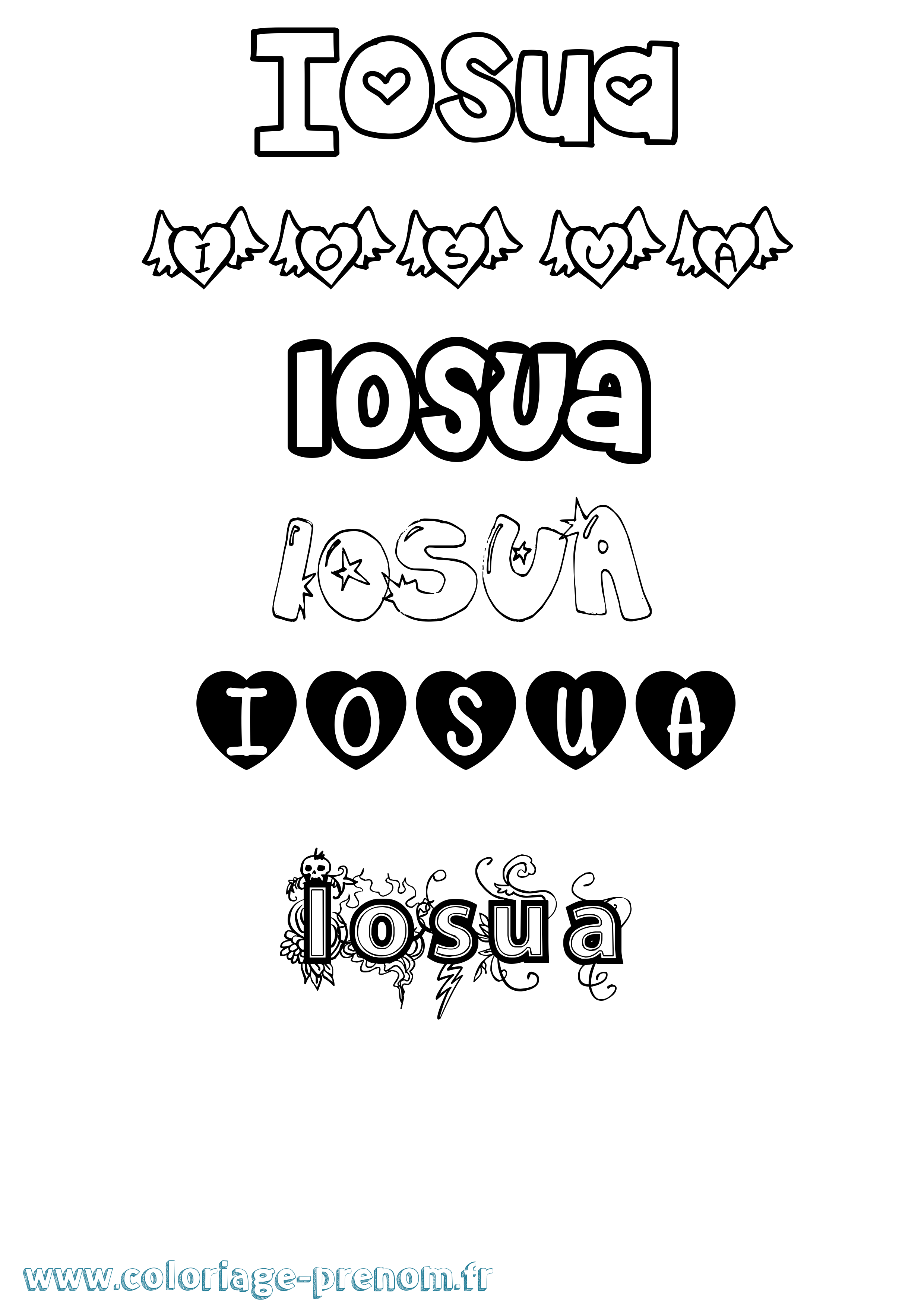 Coloriage Iosua Girly Coloriage prénom Iosua Girly