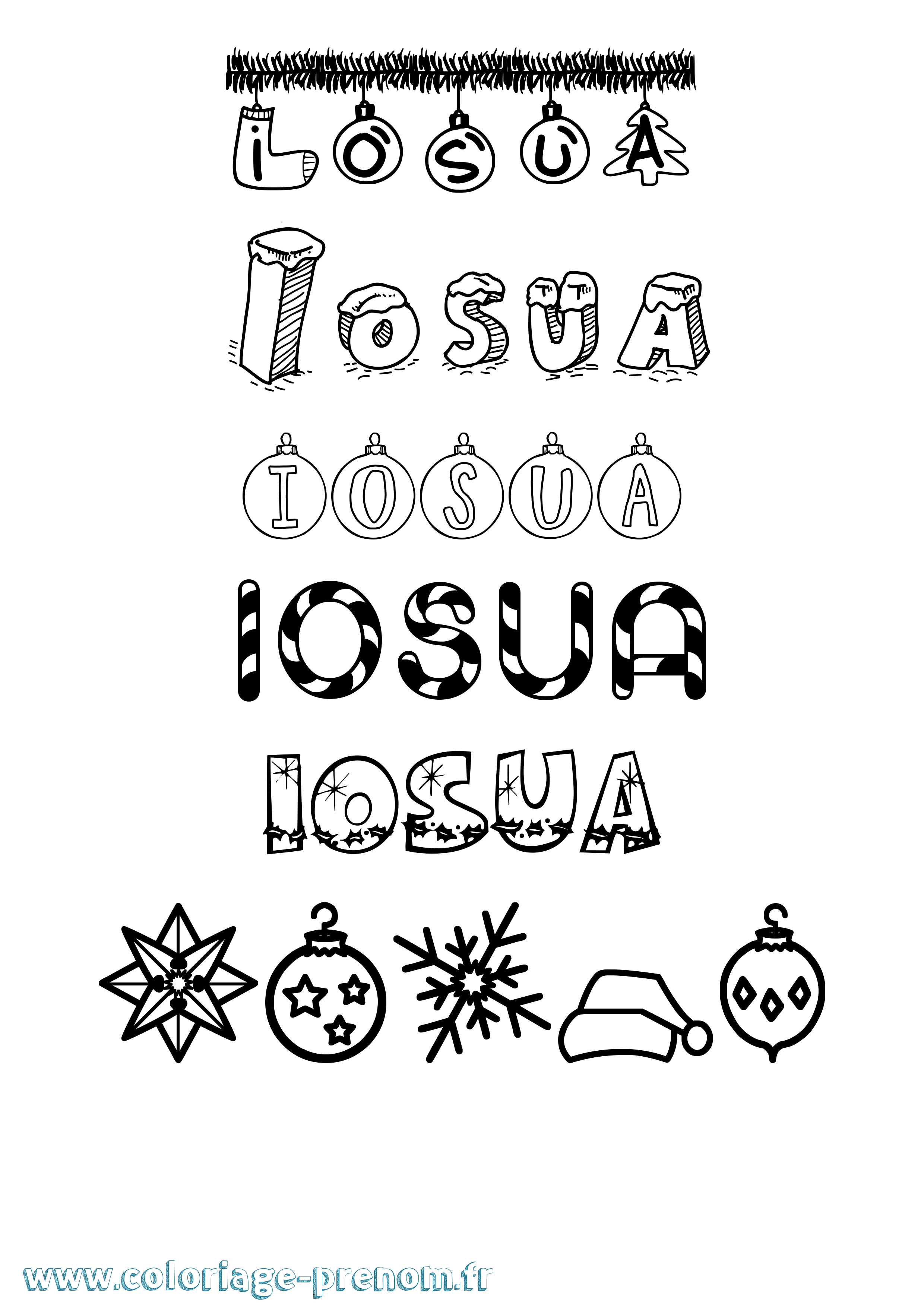 Coloriage Iosua Noël Coloriage prénom Iosua Noël