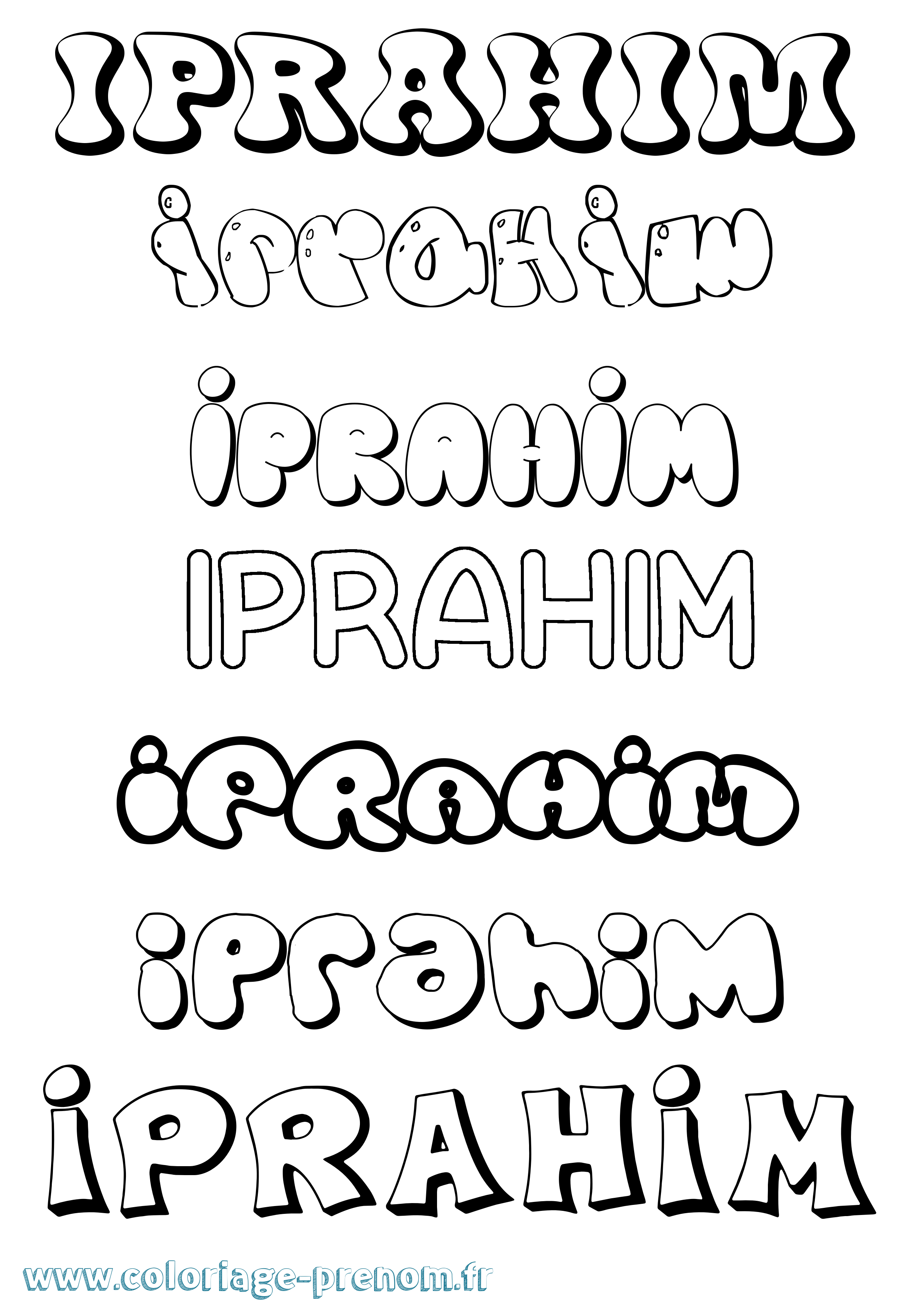 Coloriage Iprahim Bubble Coloriage prénom Iprahim Bubble