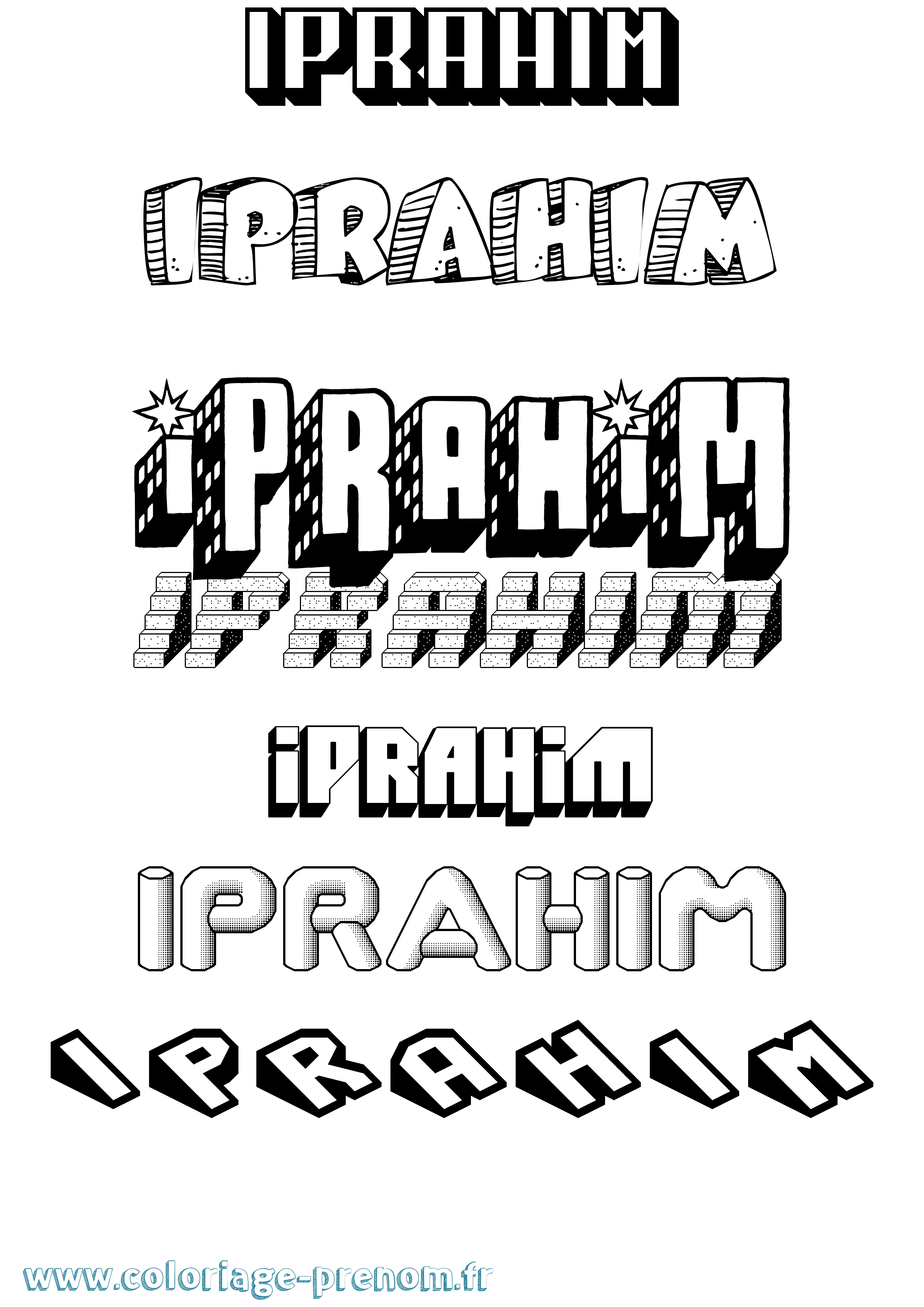 Coloriage Iprahim Effet 3D Coloriage prénom Iprahim Effet 3D