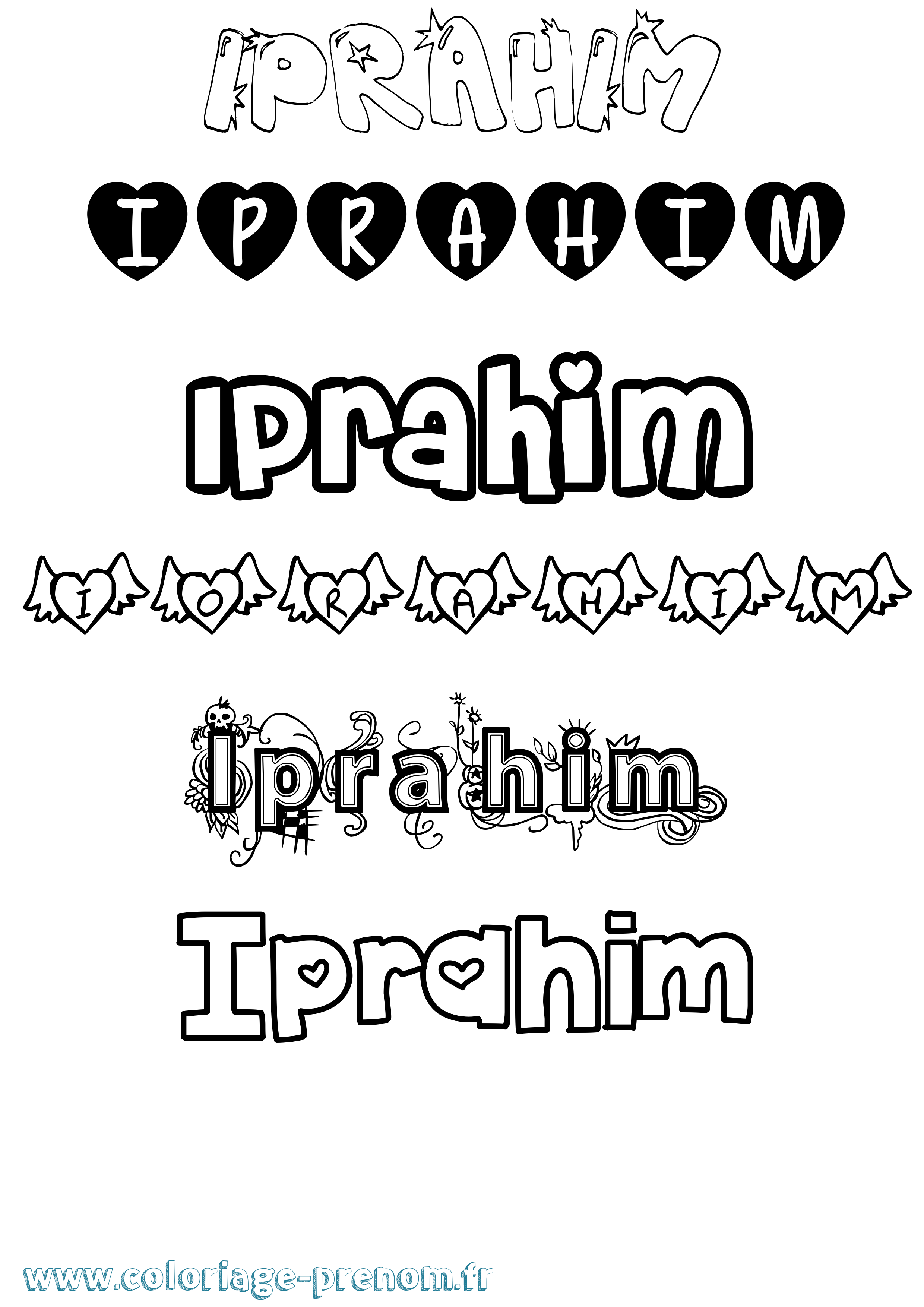 Coloriage Iprahim Girly Coloriage prénom Iprahim Girly