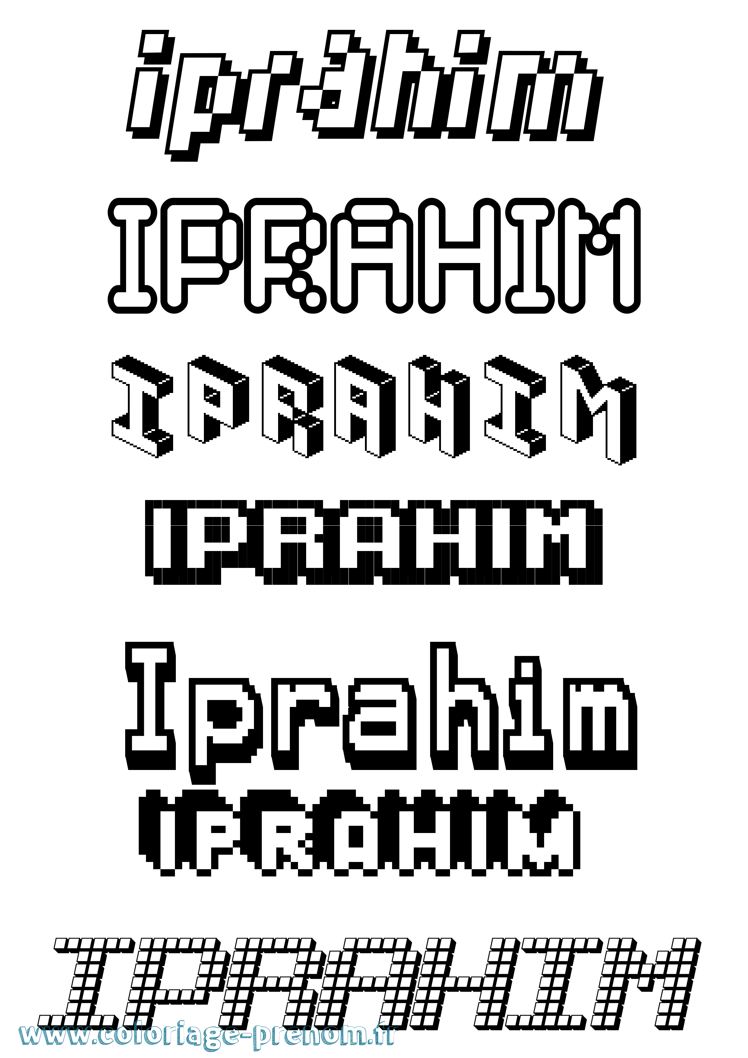 Coloriage Iprahim Pixel Coloriage prénom Iprahim Pixel
