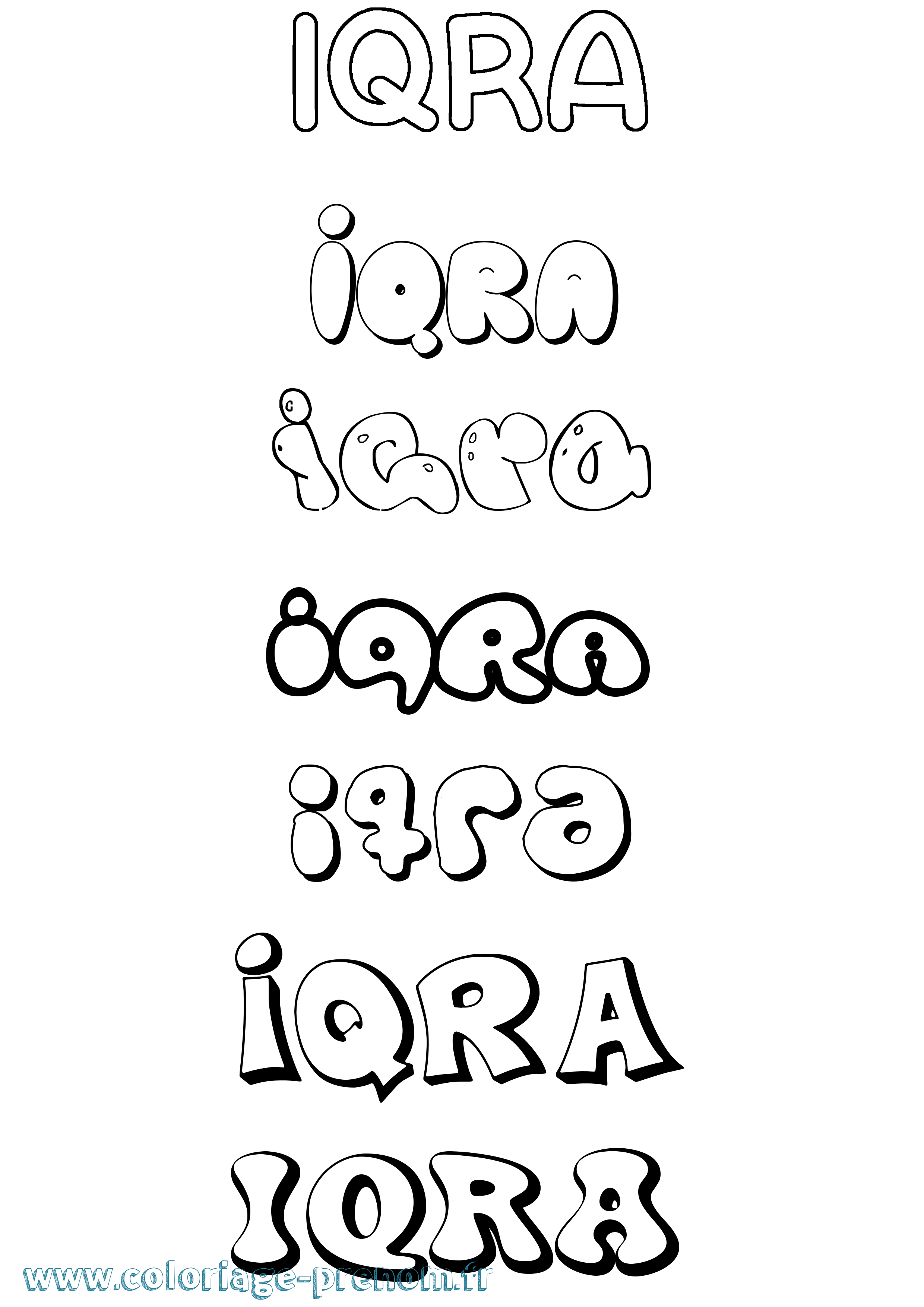 Coloriage Iqra Bubble Coloriage prénom Iqra Bubble