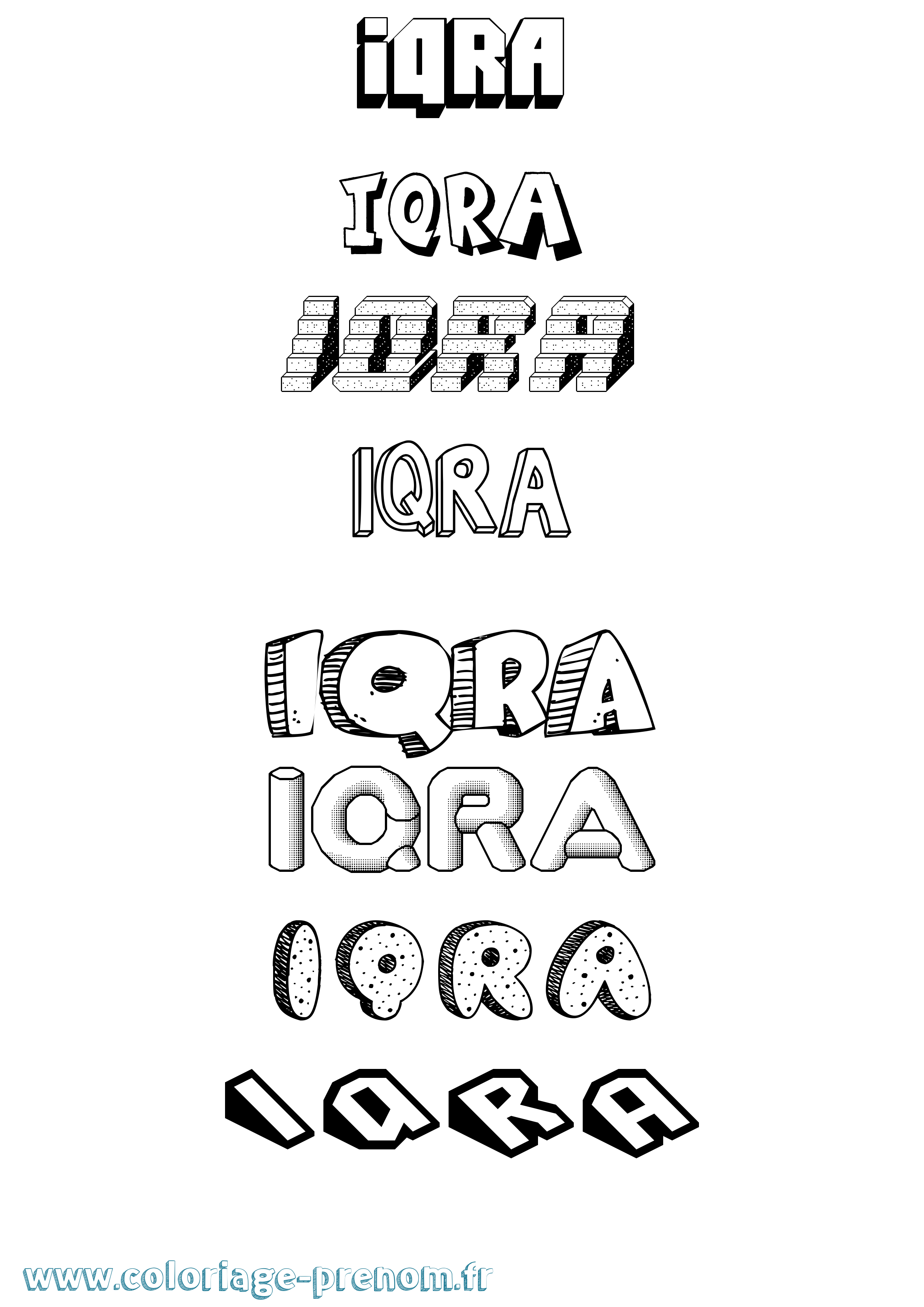 Coloriage Iqra Effet 3D Coloriage prénom Iqra Effet 3D