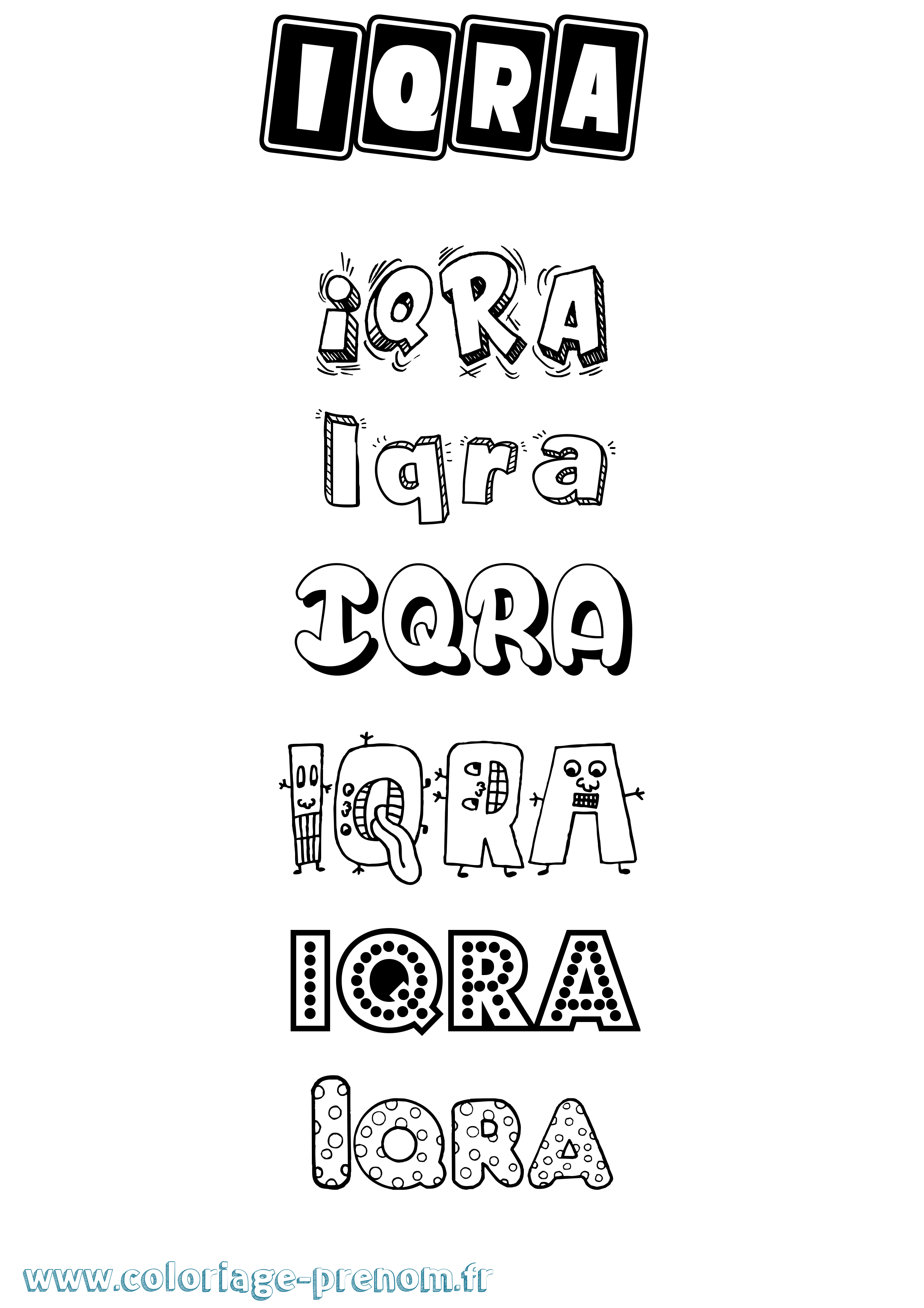 Coloriage Iqra Fun Coloriage prénom Iqra Fun