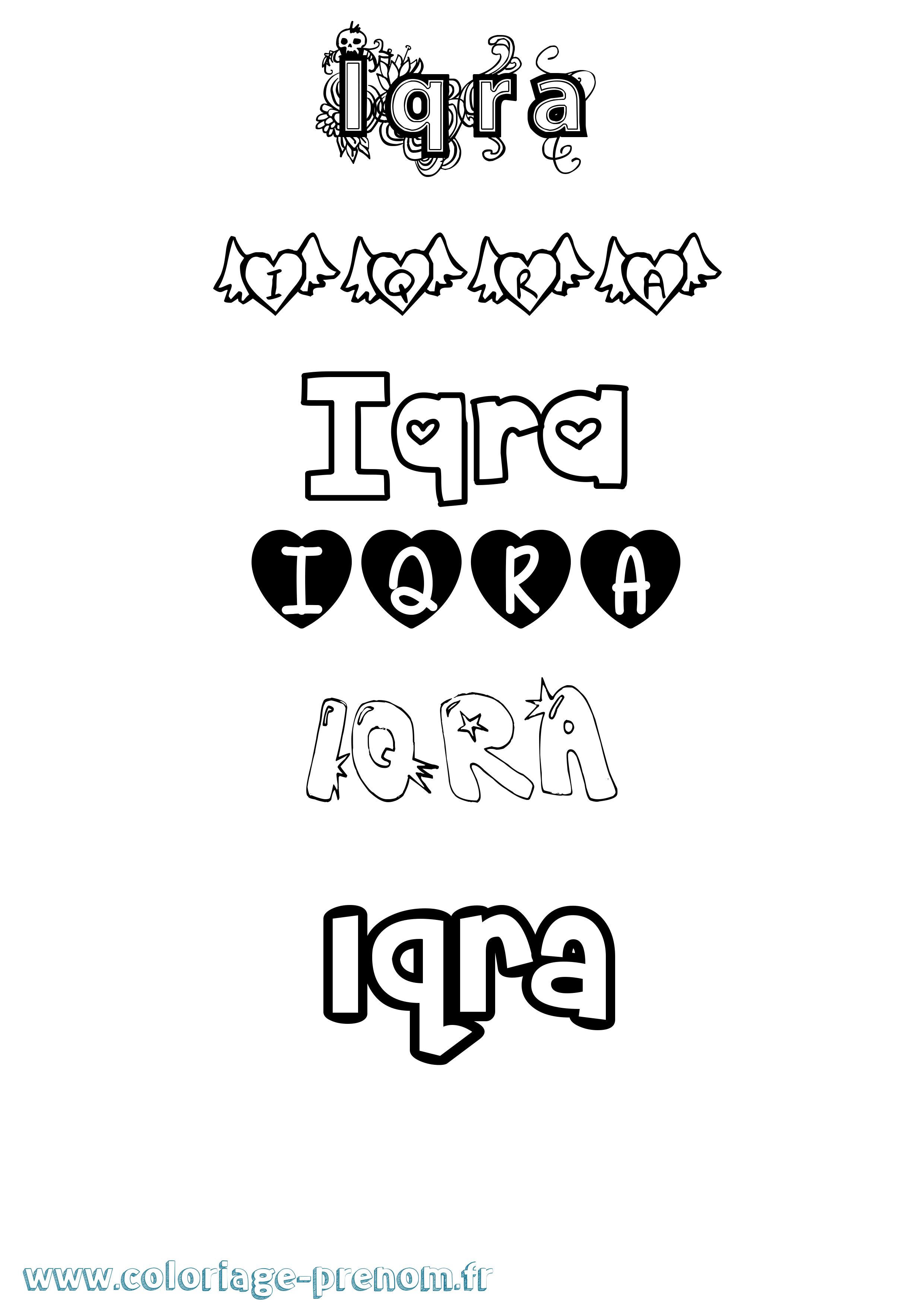 Coloriage Iqra Girly Coloriage prénom Iqra Girly
