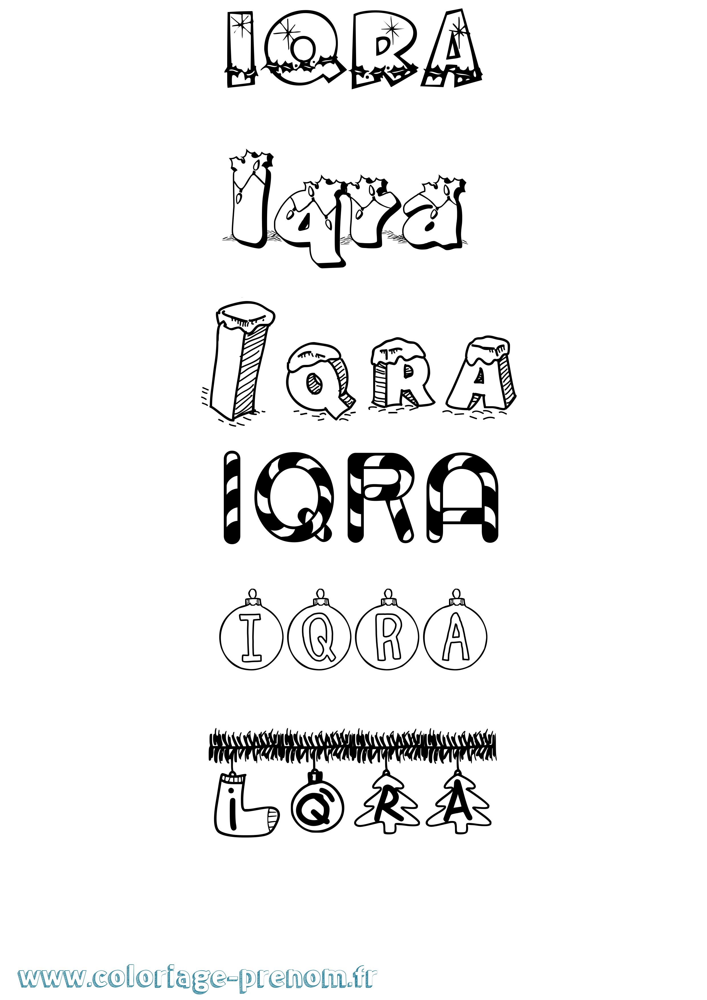 Coloriage Iqra Noël Coloriage prénom Iqra Noël