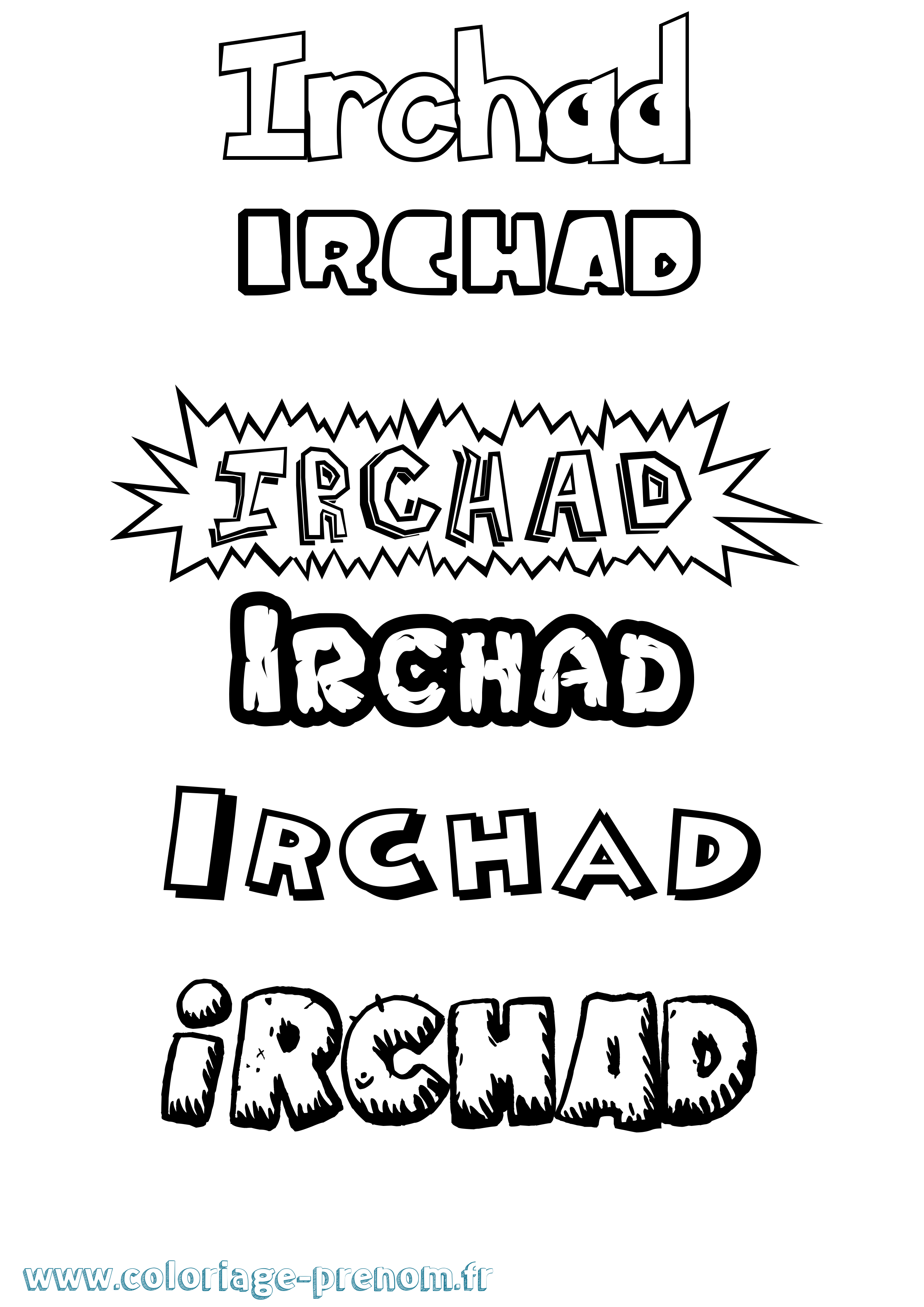 Coloriage Irchad Dessin Animé Coloriage prénom Irchad Dessin Animé