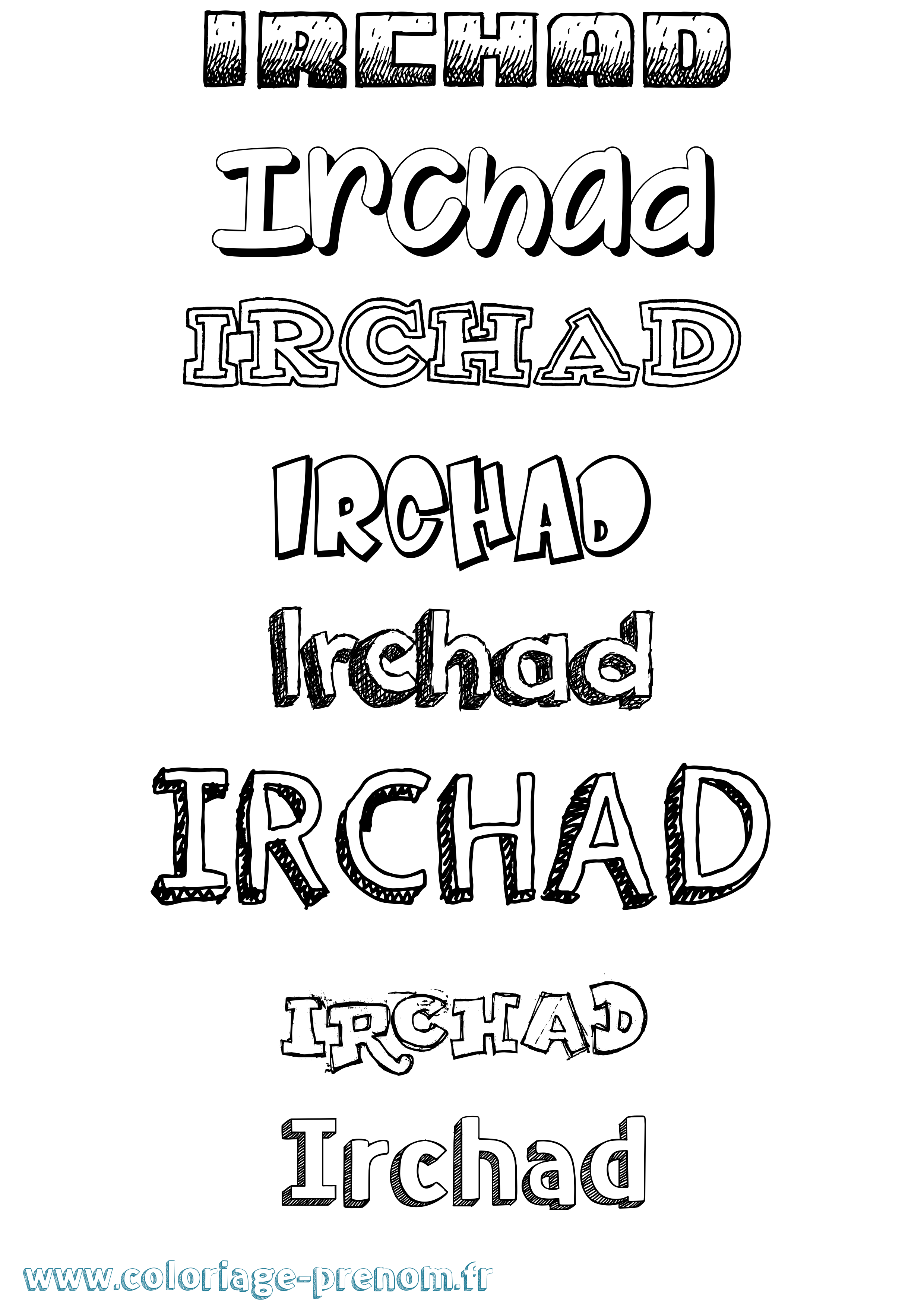 Coloriage Irchad Dessiné Coloriage prénom Irchad Dessiné