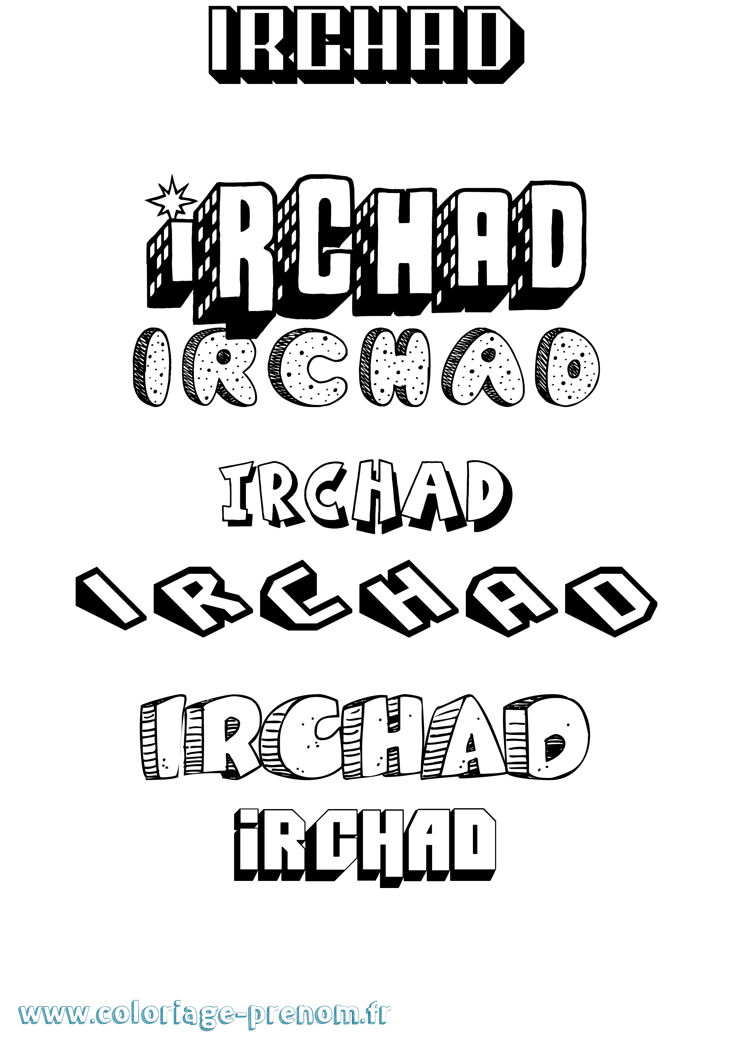 Coloriage Irchad Effet 3D Coloriage prénom Irchad Effet 3D